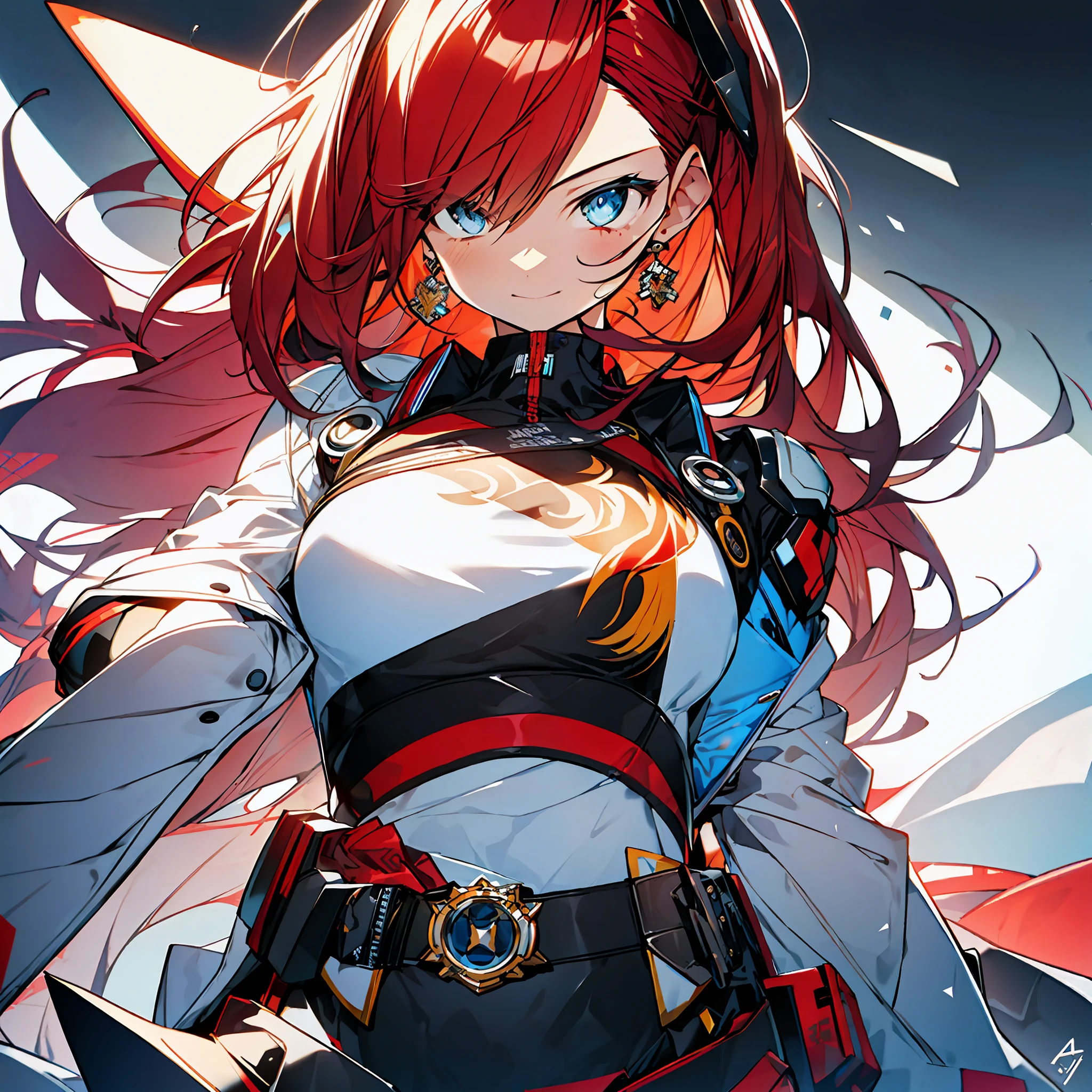 background, language_text, Japanese letters in graffit ,girls, long red hair, excellent lighting, sidelighting, (), vhsKeeper,, style GUILTY GEAR -STRIVE perfect ultimate (flat color: 1.3), (magazine_cover: 1.4), (multicolored_background: 1.3), striped_background, card_background, :: comix style by joe madureira :: circular pieces of white metals glued to the ultra detailed arms coming out sparkling shine, , perfect and detailed, ultra detailed shirt with abstract design and with Japanese graffit print of the sides of the outfit, image of girls with big breast, on top of a futuristic motorcycle, with immersive effects, hover effect, background graffiti style tribal tattoo with vibrant colors "HDR ultra" detailed and with focus effect, (masterpiece: 1.2, best quality), (beautiful eyes with huge eyelashes finely detailed: 1.2), , ((Solo)), (Finely detailed eyes and detailed face :1.3), in various full-body attack poses, (cute background: 1.2),futuristic costume, Super detailed circular metals Clinging to arms and pants, fantastic paintings