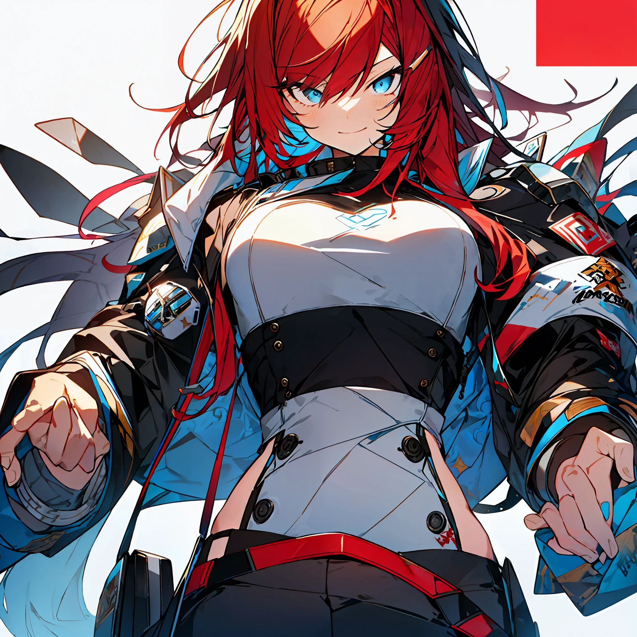 background, language_text, Japanese letters in graffit ,girls, long red hair, excellent lighting, sidelighting, (), vhsKeeper,, style GUILTY GEAR -STRIVE perfect ultimate (flat color: 1.3), (magazine_cover: 1.4), (multicolored_background: 1.3), striped_background, card_background, :: comix style by joe madureira :: circular pieces of white metals glued to the ultra detailed arms coming out sparkling shine, , perfect and detailed, ultra detailed shirt with abstract design and with Japanese graffit print of the sides of the outfit, image of girls with big breast, on top of a futuristic motorcycle, with immersive effects, hover effect, background graffiti style tribal tattoo with vibrant colors "HDR ultra" detailed and with focus effect, (masterpiece: 1.2, best quality), (beautiful eyes with huge eyelashes finely detailed: 1.2), , ((Solo)), (Finely detailed eyes and detailed face :1.3), in various full-body attack poses, (cute background: 1.2),futuristic costume, Super detailed circular metals Clinging to arms and pants, fantastic paintings