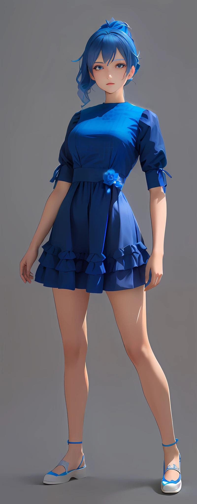 light blue flower at the waist