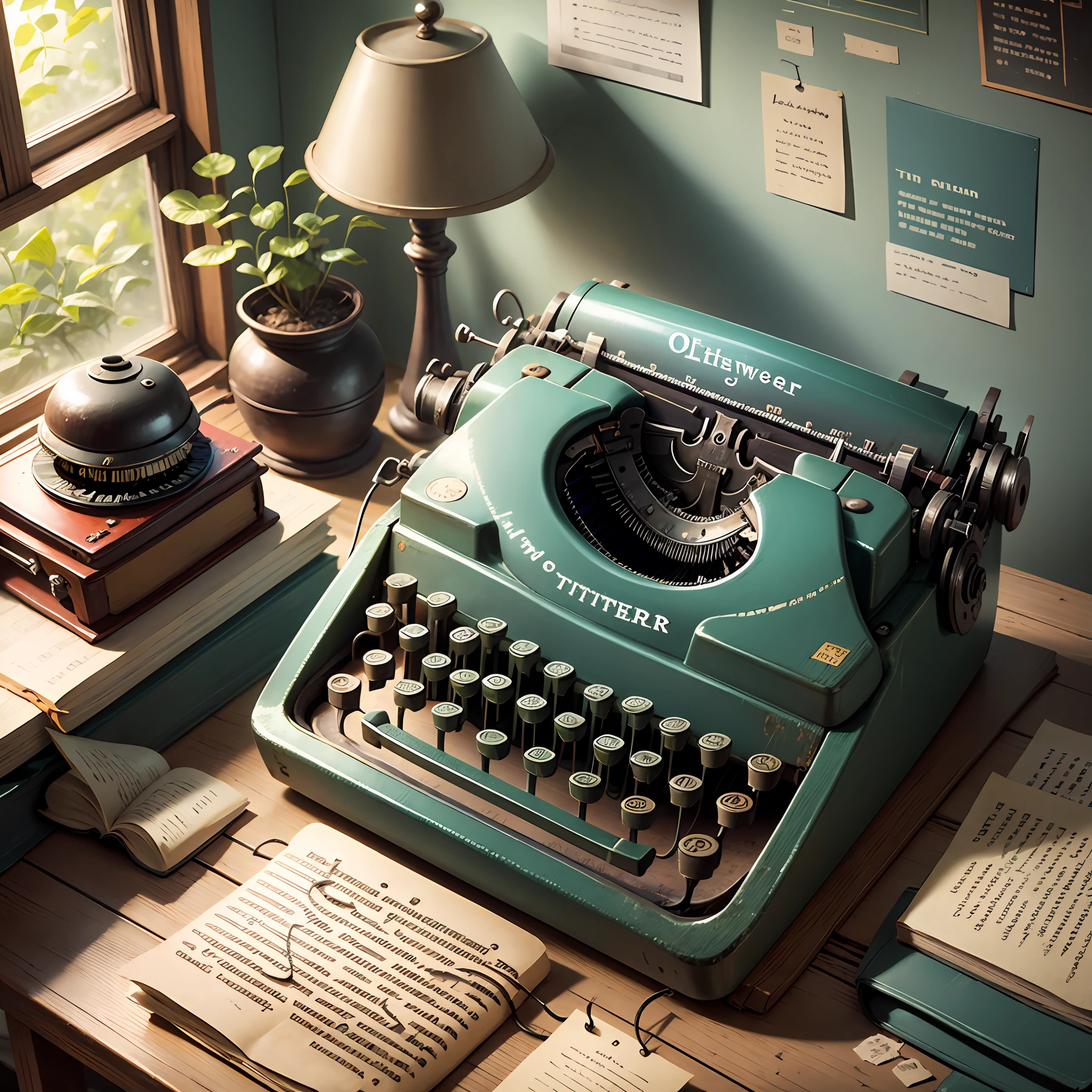 Typewriter on old table nostalgia --auto --s2