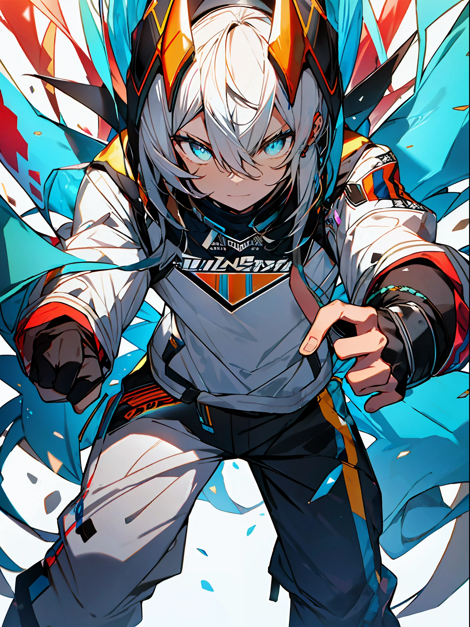 background, mixed-language_text, Japanese letters in graffit ,boys, excellent lighting, sidelighting, (), vhsKeeper,, style GUILTY GEAR -STRIVE perfect ultimate (flat color: 1.3), (magazine_cover: 1.4), (multicolored_background: 1.3), striped_background, card_background, :: comix style by joe madureira :: circular pieces of white metals glued to the arms coming out shimmering yellow glow, , perfect and detailed, ultra detailed shirt with abstract design and with letter print Japanese in graffiti of the sides of clothing, image of full-body boys fighting alongside you with powerful dragons versus alien creature full of tentacles, with immersive effects, hover effect, background graffiti style tribal tattoo with vibrant colors "HDR ultra" detailed and with focus effect, (masterpiece: 1.2, best quality), (beautiful eyes finely detailed: 1.2), , ((Solo)), (Finely detailed eyes and detailed face :1.3), in various full-body attack poses, (cute background: 1.2),futuristic costume, super detailed circular metals Clinging to arms and pants, fantastic paintings
