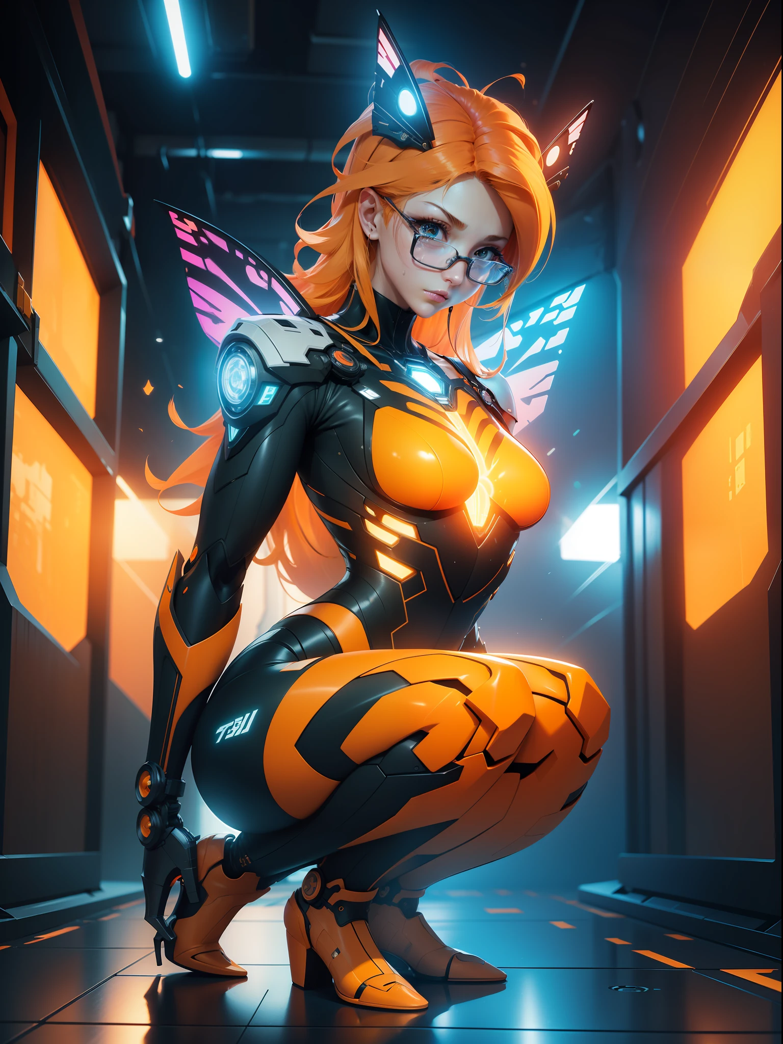 Txt2Img 14:55:06 ((Best quality)), ((masterpiece)), (detailed: 1.4), (Nonsense), paper, colorful line art, perfect face, mechanical girl with welder's glasses doing maintenance on a robot, shiny tanned skin, sweaty, back crouched looking at the viewer, sculptural body defined muscle, (((full body))), half thick naked thighs, closed mouth, muscular body covered by orange mechanical clothing, generous neckline, ((perfect small breasts)), ((totally orange outfit)), ((((moth blonde hair)))), long and black eyelashes heavy makeup, niji --V5, close to real, psychopathic, crazy face, sexy pose, technological background, 2 piece clothing, centered, scale to fit dimensions, HDR (High Dynamic Range),Ray Tracing,NVIDIA RTX,Super-Resolution,Unreal 5,Subsurface dispersion, PBR texture, Post-processing, Anisotropic filtering, Depth of field, Maximum clarity and sharpness, Multilayer textures, Albedo and specular maps, Surface shading, Accurate simulation of light-material interaction, Perfect proportions, Octane Render, Two-tone lighting, Wide aperture, Low ISO, White balance, Rule of thirds, 8K RAW, crysisnanosuit