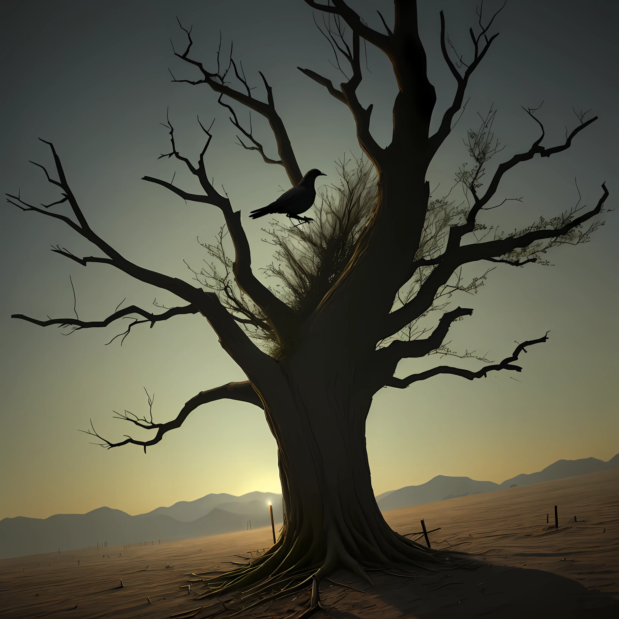 Midight,In Dead Body Placed, 1 Tree,ht bird,Satan
