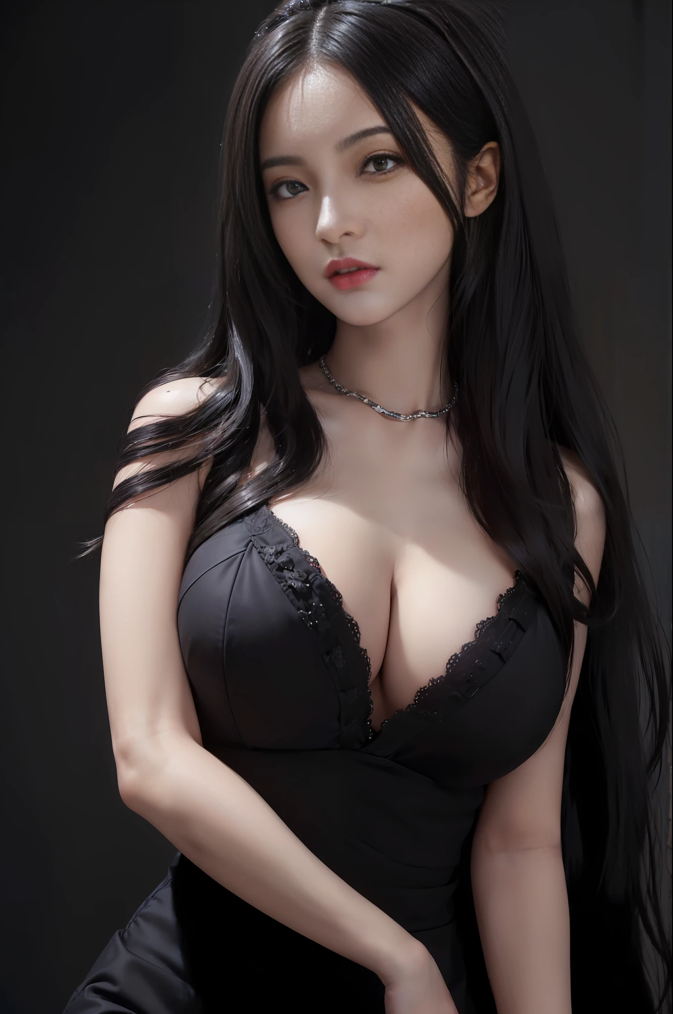 (((masterpiece+best quality+high resolution+ultra-detailed))), long silky black hair, high nose, sharp eyes, noble and inviolable temperament, (([female]: 1.2 + [beauty]: 1.2 + black long hair: 1.2)), dark and deep background, bright eyes, dynamic angle and posture.