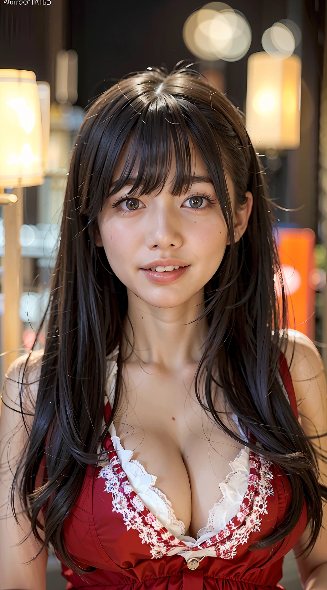 a close up of a woman in a red dress posing for a picture, beautiful japanese girls face, realistic young gravure idol, 奈良美智, girl cute-fine-face, young pretty gravure idol, young sensual gravure idol, beautiful asian girl, cute seductive smile, young skinny gravure idol, japanese model