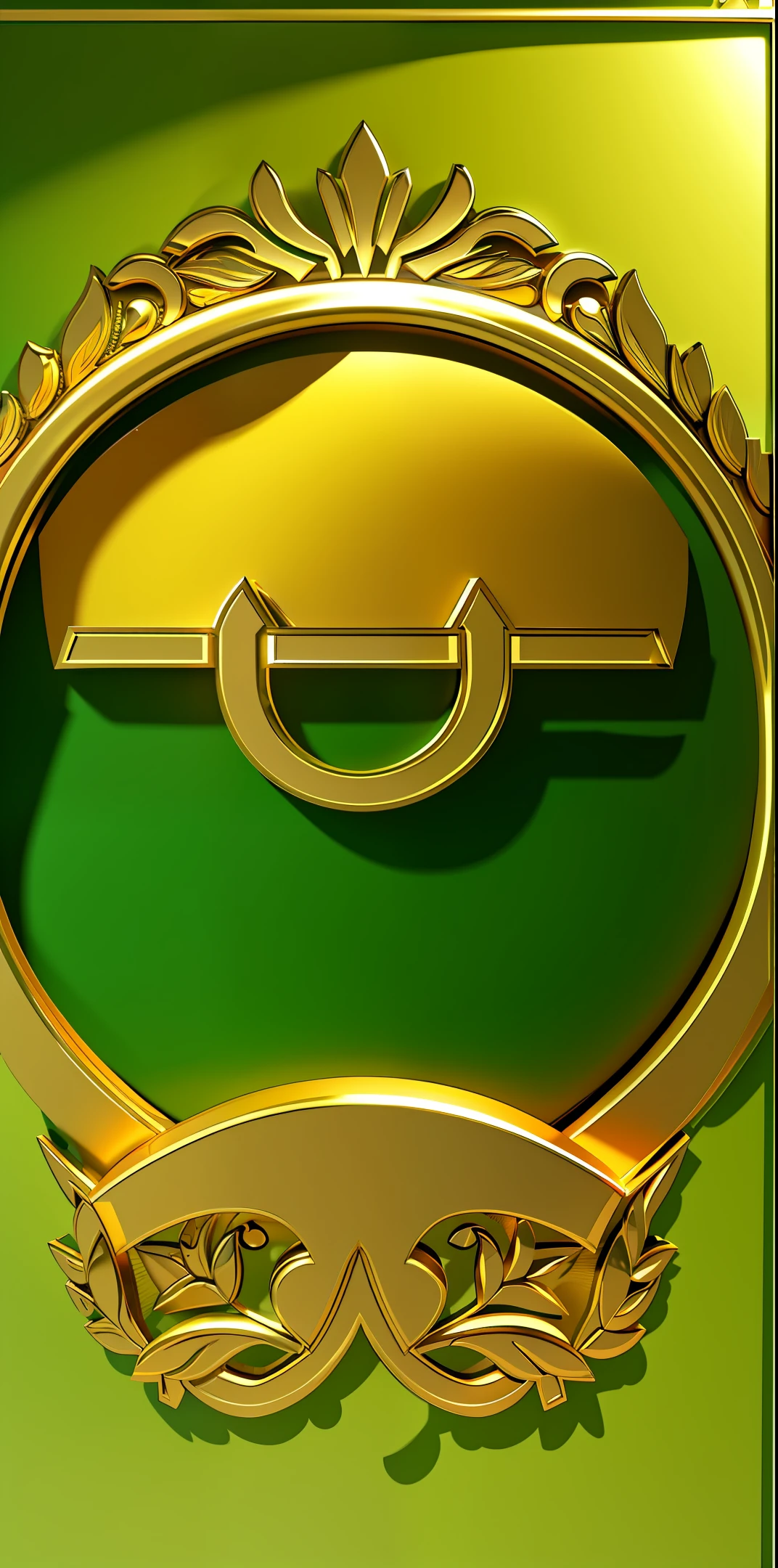 draw a logo design,
the letter s,h, in the middle,
 3 d logo,3d still designs, digital art logo,a green and gold logo