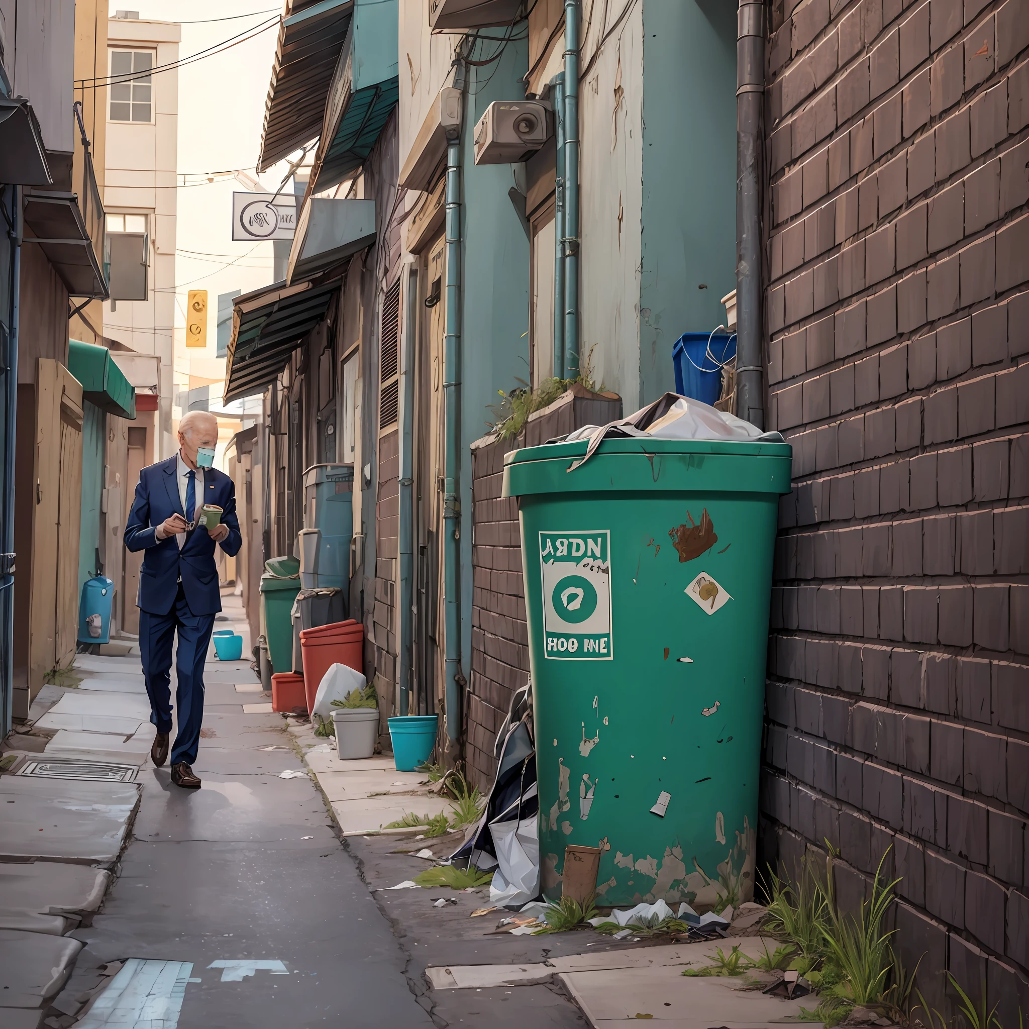 ????? eating a moldy food out of a trash can, in a dirty back alley --auto --s2