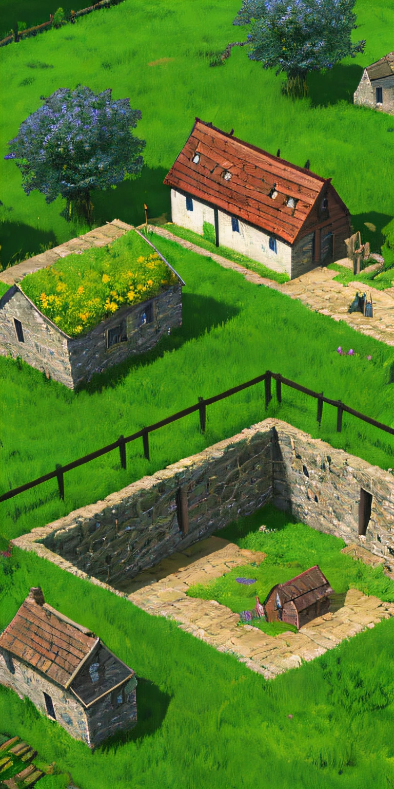 Windmill Mill,Beehive shaped Primitive Chieftain Hall ,Spring theme,Original Hall,realistic,heroes of the storm,beautiful isometric game art