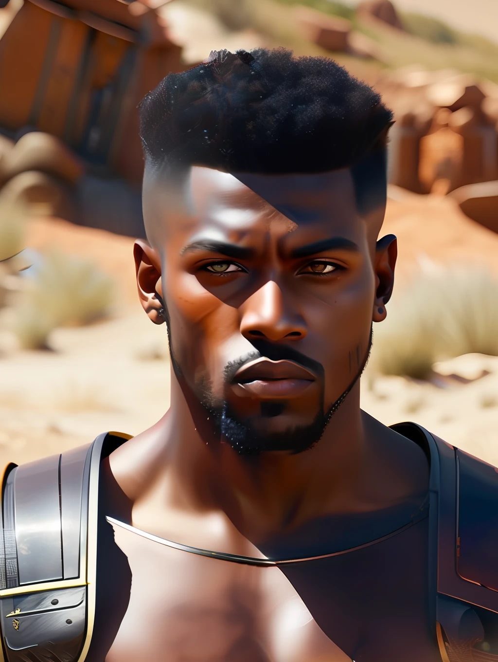 fking_scifi, fking_scifi_v2, portrait of a young, muscular very handsome and attractive black Gladiator warrior man, in front of a sand desert with wild animals, short messy hair, hairy body, slavery clothing, close up, regal pose and attitude. fking_cinema_v2. , very strong and fitted, very intense action, dynamic juxtaposition, a sword, fierce look, looking at the viewer, fierce look, tumblr contest winner, hurufiyya, very strong fitted and masculine, movie still, cinematic lighting. photograph, detailed symmetric realistic face, extremely detailed natural texture, peach fuzz, short messy hair, masterpiece, absurdres, nikon d850 film stock photograph, kodak portra 400 camera f1.6 lens, extremely detailed, amazing, fine detail, very intense action, hyper realistic lifelike texture, dramatic lighting, unrealengine, trending on artstation, cinestill 800 tungsten, looking at the viewer, photo realistic, RAW photo, TanvirTamim, high quality, highres, sharp focus, extremely detailed, cinematic lighting, action, 8k uhd,-imagine-
