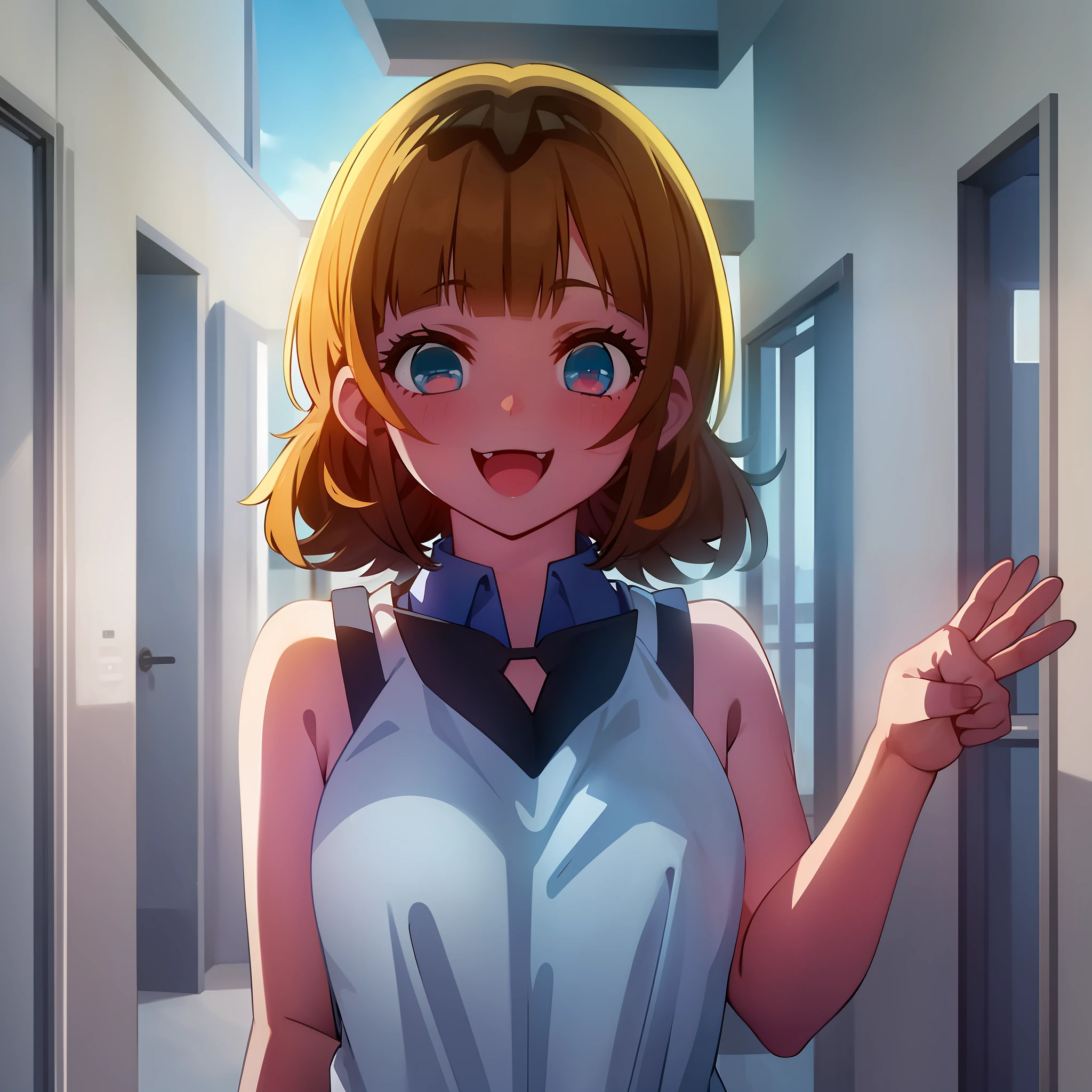 Swimsuit, comb up, incendiary composition, three-point perspective
1 Girl, Solo, White Collar Shirt, Smiling, Simple Background, Anatomy, Watching, Sologue, Waving (Masterpiece, Best Quality, High Definition), Guessing Child, MEM,