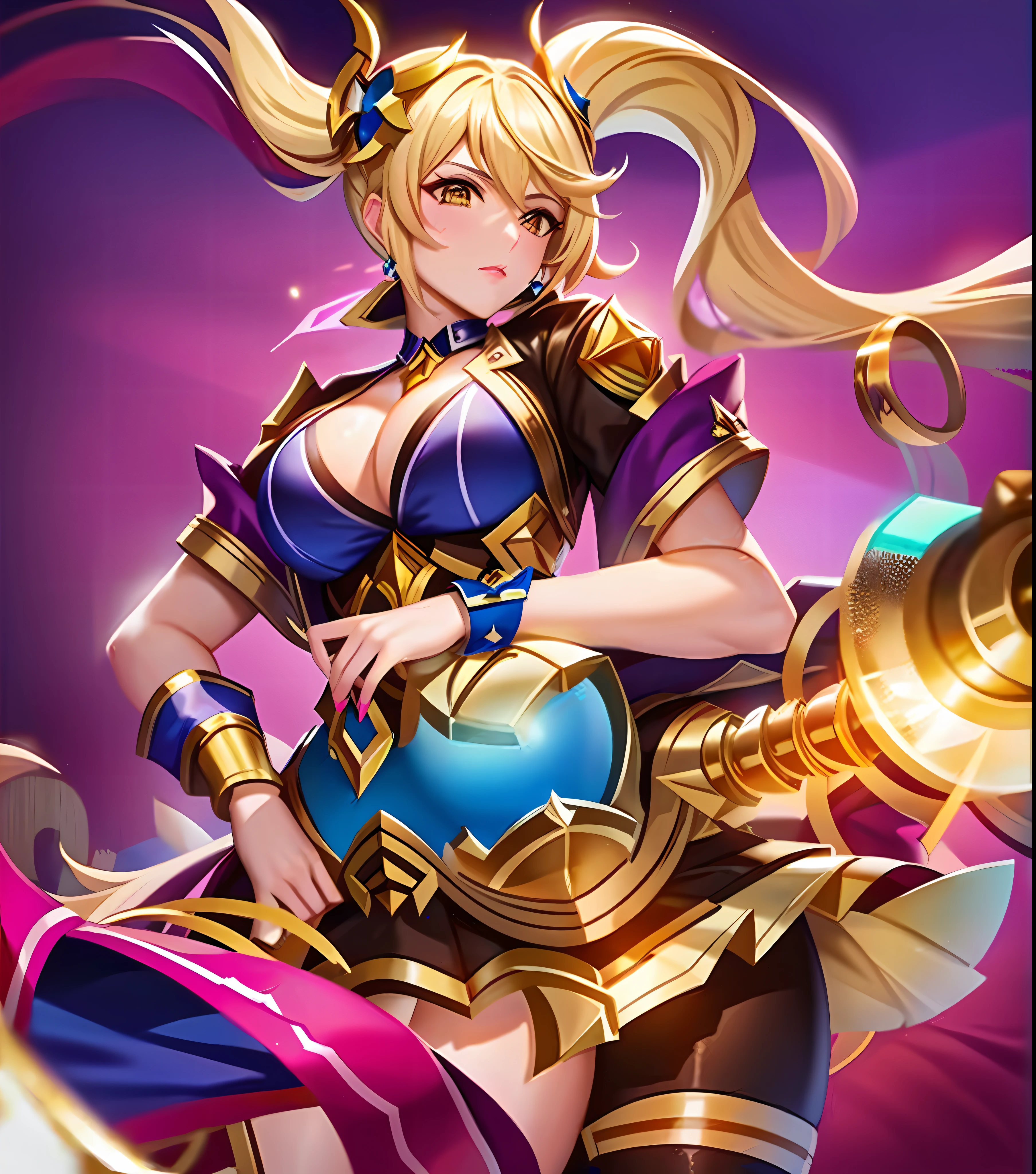 ((Layla from mobile legends: 1.5)),a close up of a woman with a gun in her hand,l,masterpiece, best quality, high quality, complex details , ((wearing lingerie in swimming pool: 1.4)), thicc thighs, huge , ultra details, photorealistic,((2 ponytail: 1.4)), yellow hair, yellow eyes,CG details, super quality, UHD, glow,mom, milf, gtic breasts