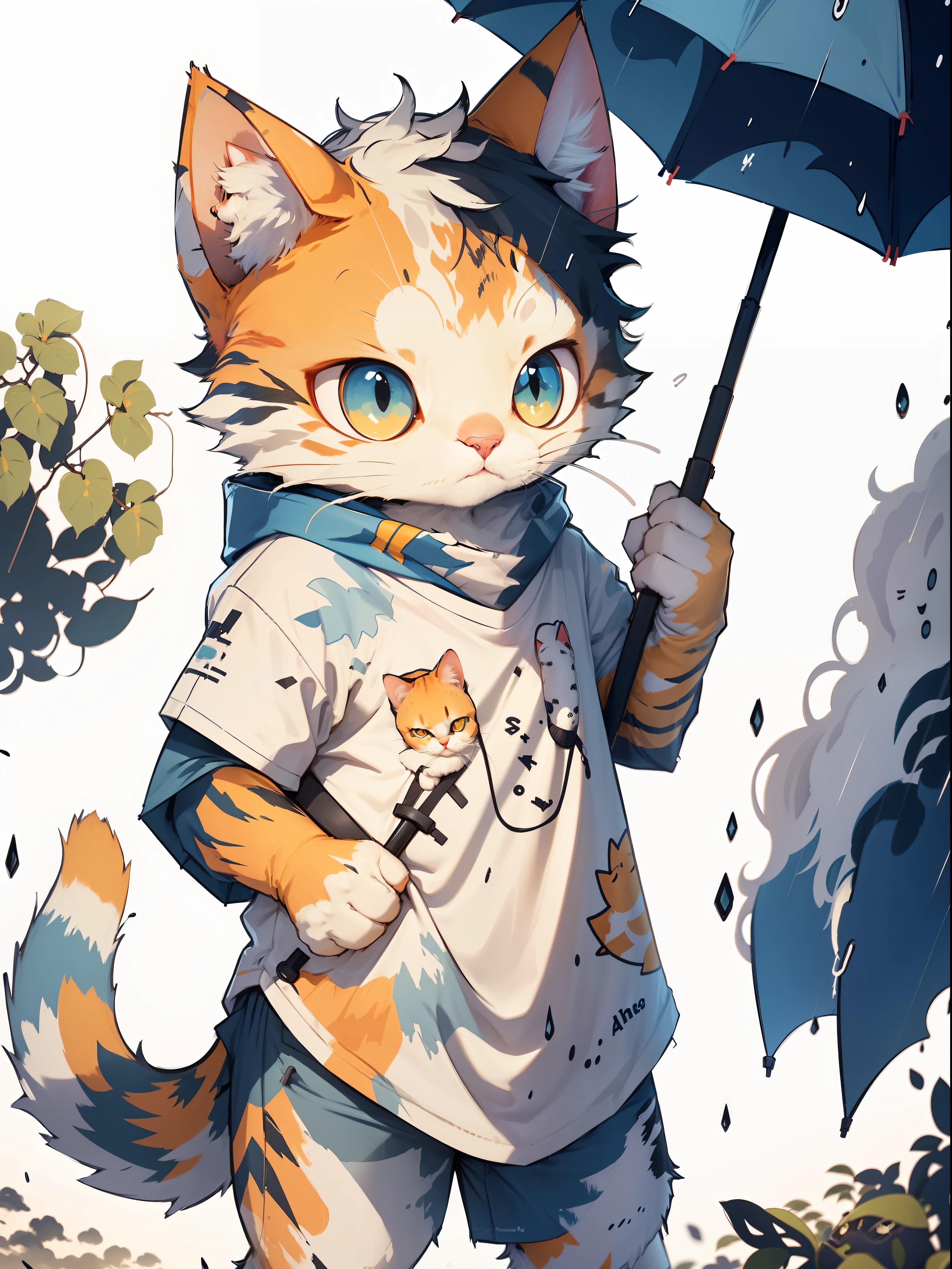 Get ready to weather any storm with this amazing t-shirt! Featuring a cuddly cat holding his umbrella, this print is perfect for cat lovers and anyone who wants a little extra protection from the rain. Wear this t-shirt to show your love for felines and your determination to brave any bad weather that comes your way!