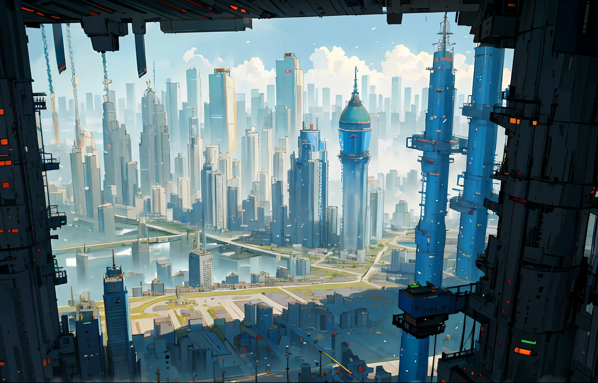 arafed view of a city with a lot of tall buildings, beautiful city of the future, mumbai in the future, otherwordly futuristic city, city of the future in russia, by Zha Shibiao, new york city in the year 2100, beautiful render of tang dynasty, beautiful cityscape, russian city of the future