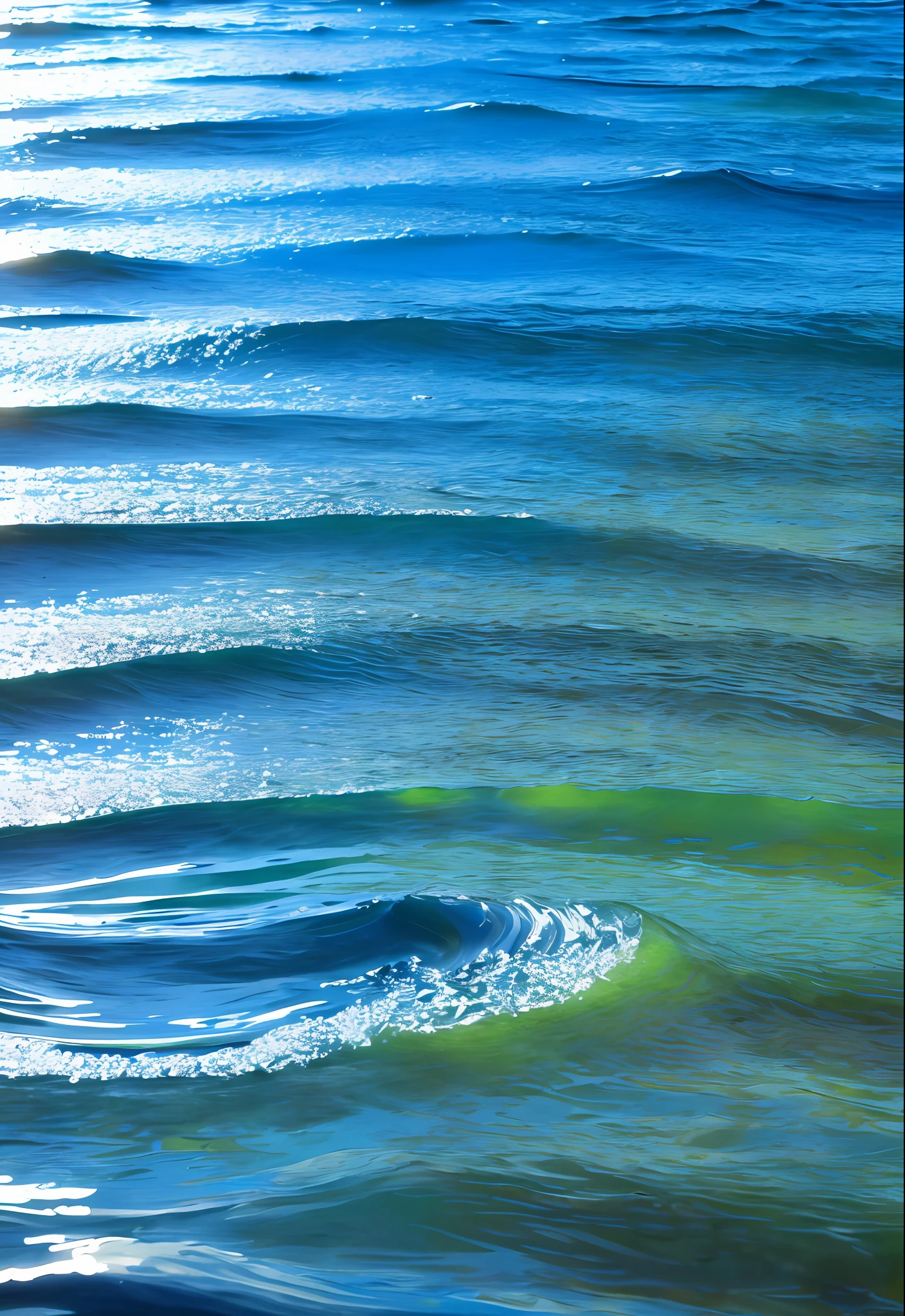 Mobile wallpaper, pure color block, blue, dark blue, aurora, natural geometry, gradient, (fluid), ripples formed by water droplets falling into the water, high quality, round,