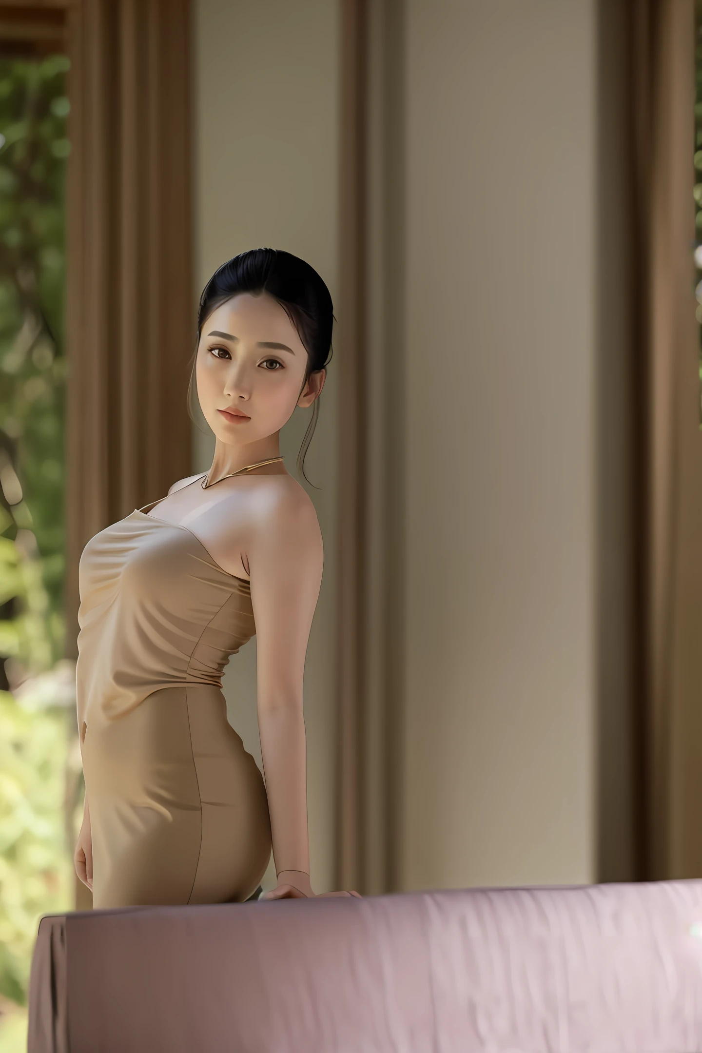 Burmese woman beautiful face elegant body body sexy style Burmese shirt column shirt stunning beauty bra thin short detailed natural realistic picture 8K