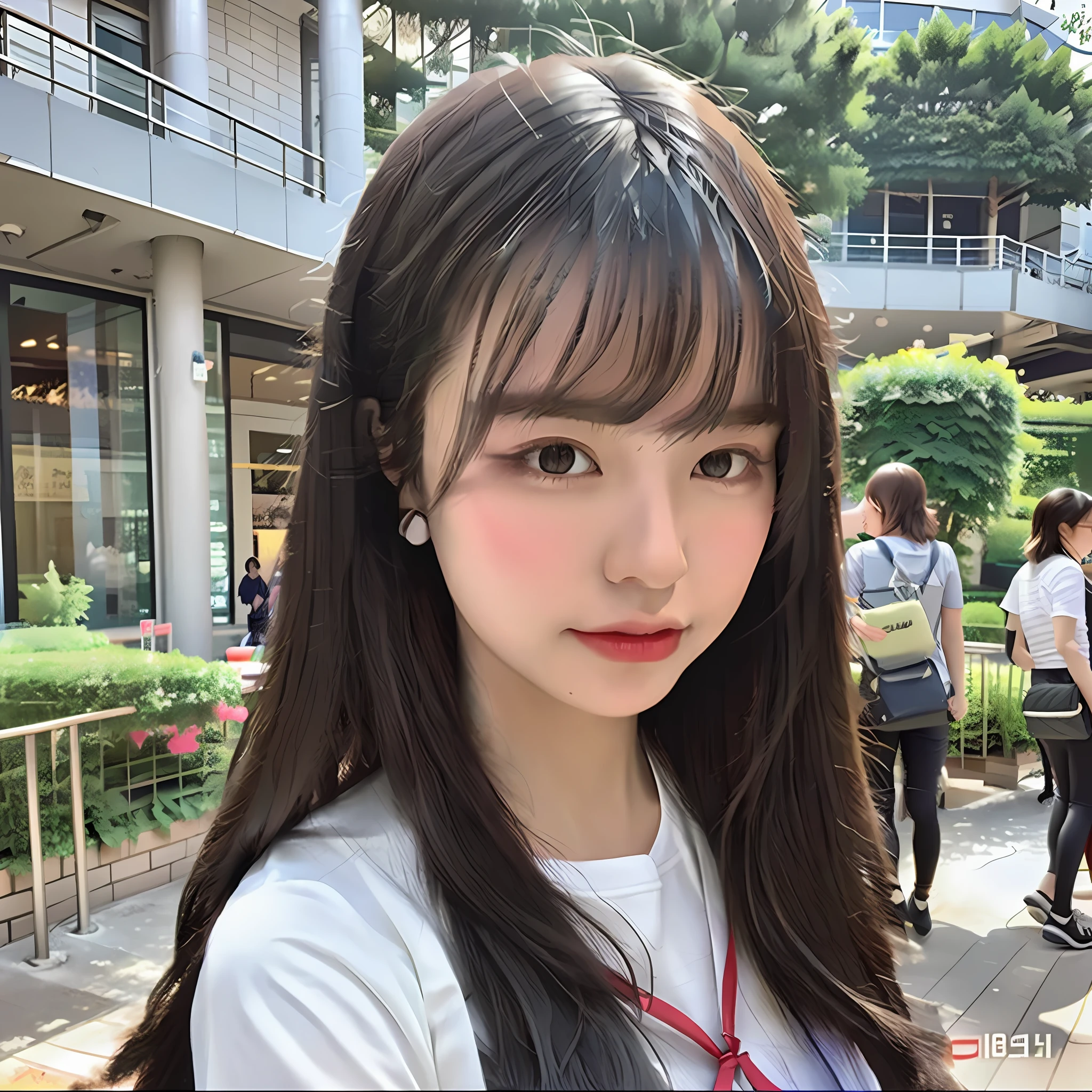 Highest image quality, outstanding detail, ultra-high resolution, (fidelity: 1.4), best illustration, favor details, highly condensed 1girl, with a delicate and beautiful face, college graduate girl, background is the bright cafeteria of the campus.