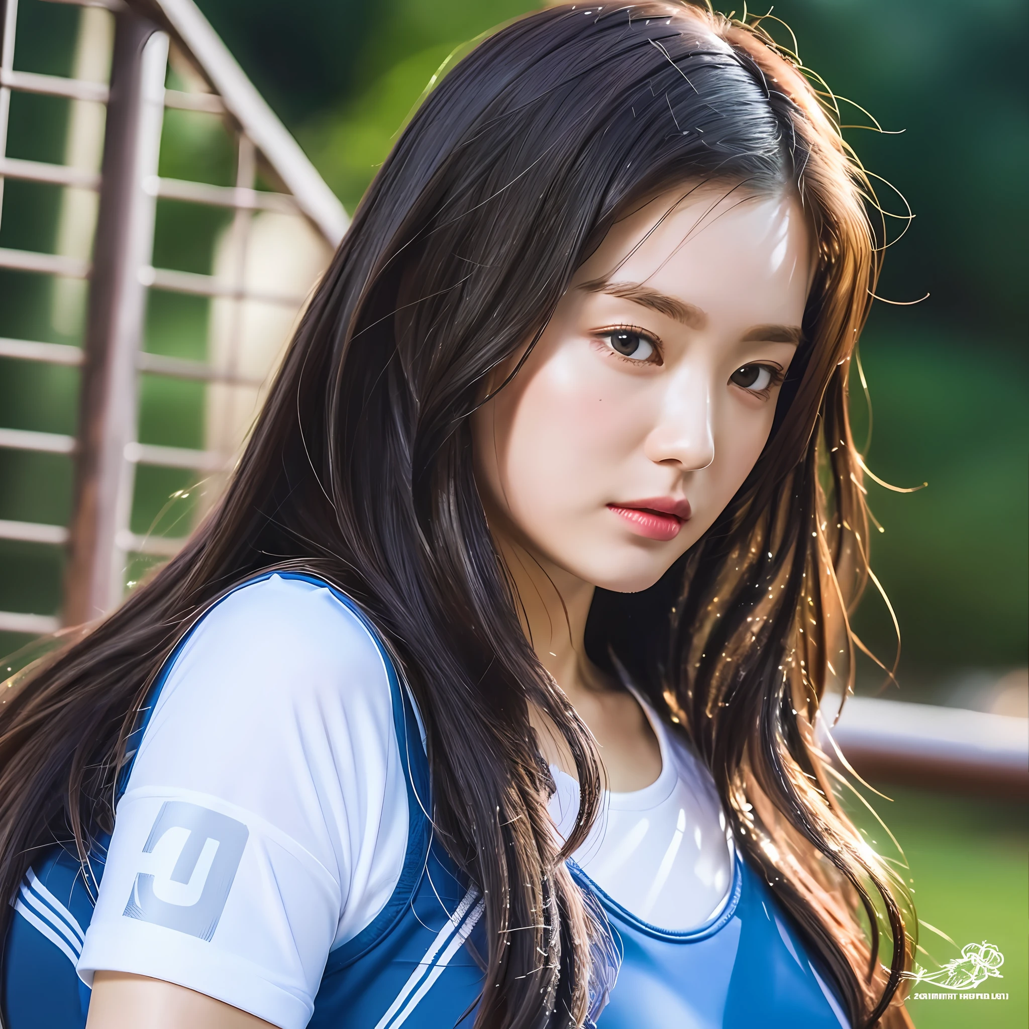 Highest image quality, outstanding details, super high resolution, (realism: 1.4), the best illustration, favor details, highly condensed 1girl, with a delicate and beautiful face, home woman, do sports, close to wet sportswear.