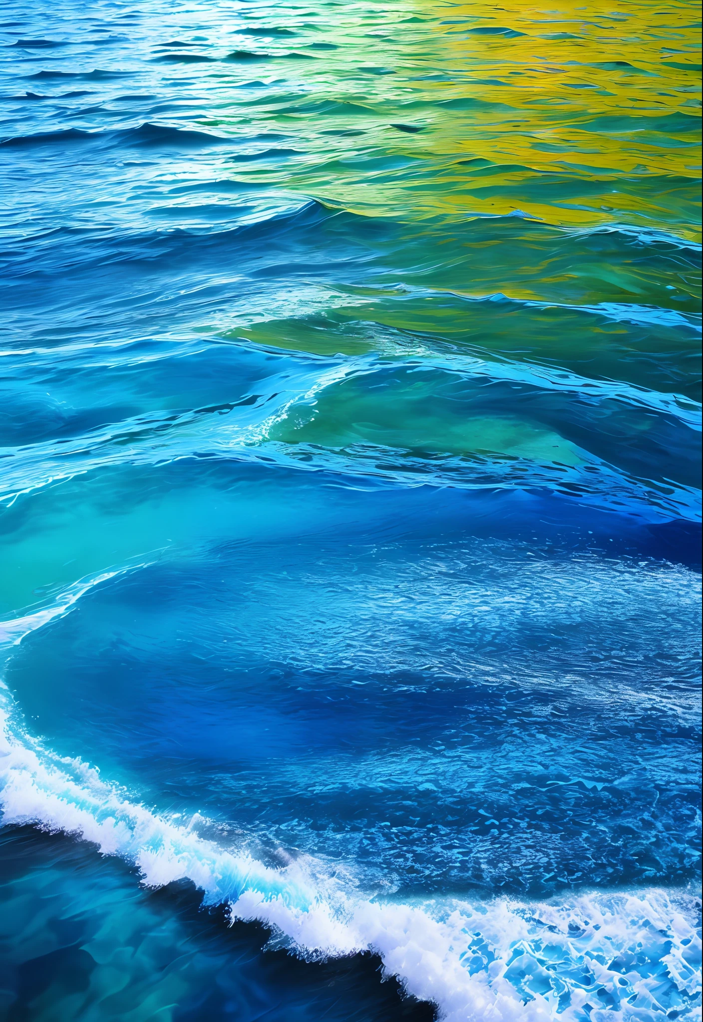 Mobile wallpaper, pure color block, blue, dark blue, aurora, natural geometry, gradient, (fluid), ripples formed by water droplets falling into the water, high quality, round,