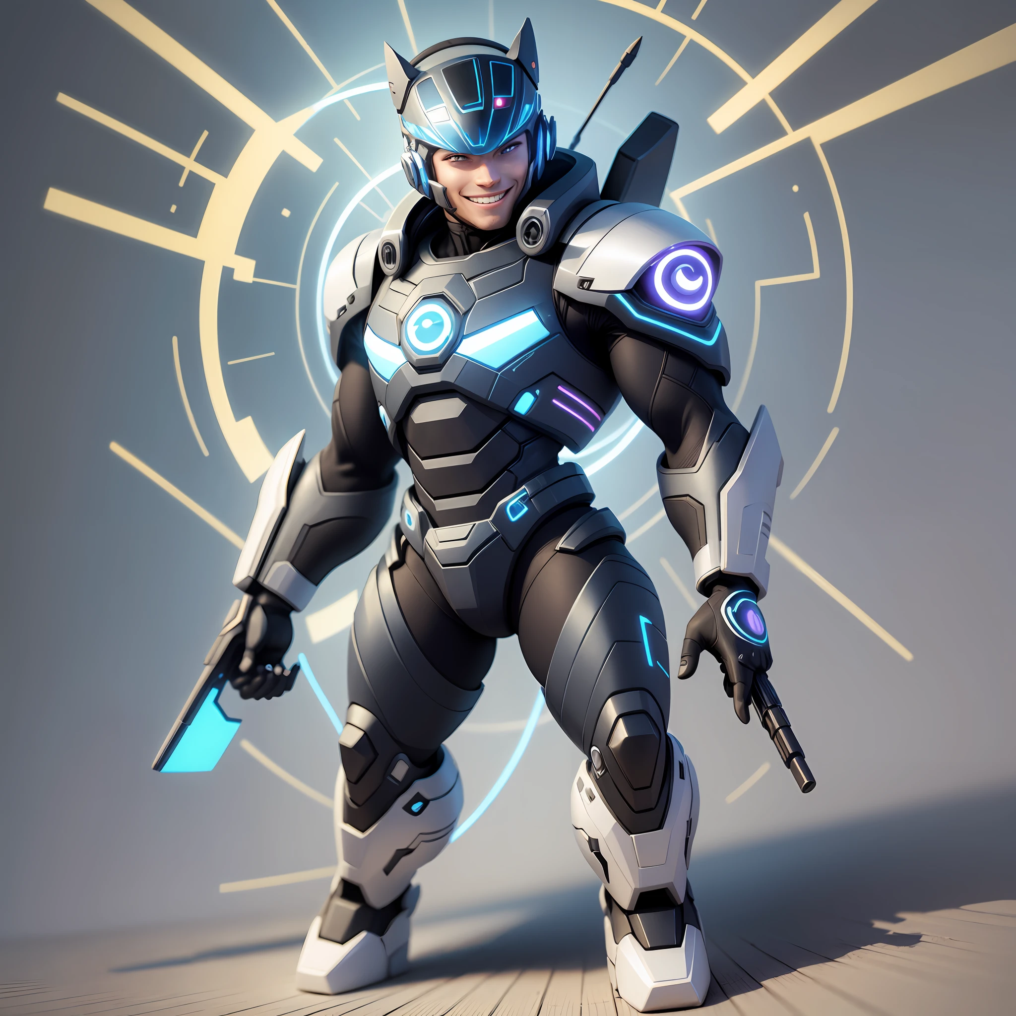 Centralized Full body cartoon a full body thunderboy cybercop Cute smile 4 k --auto --s2