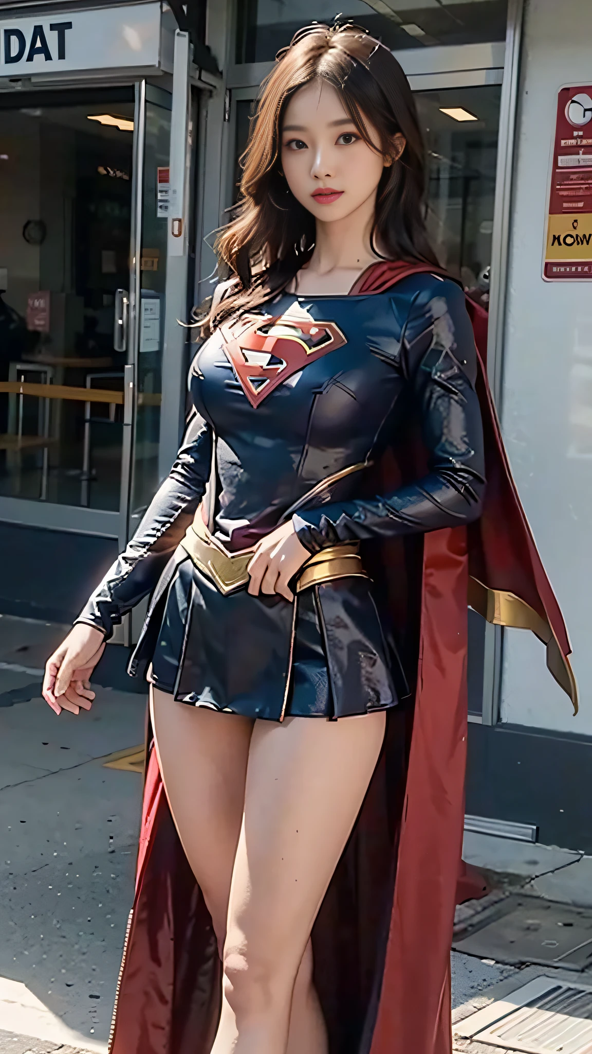 Woman body set big breasts, Supergirl costume dress