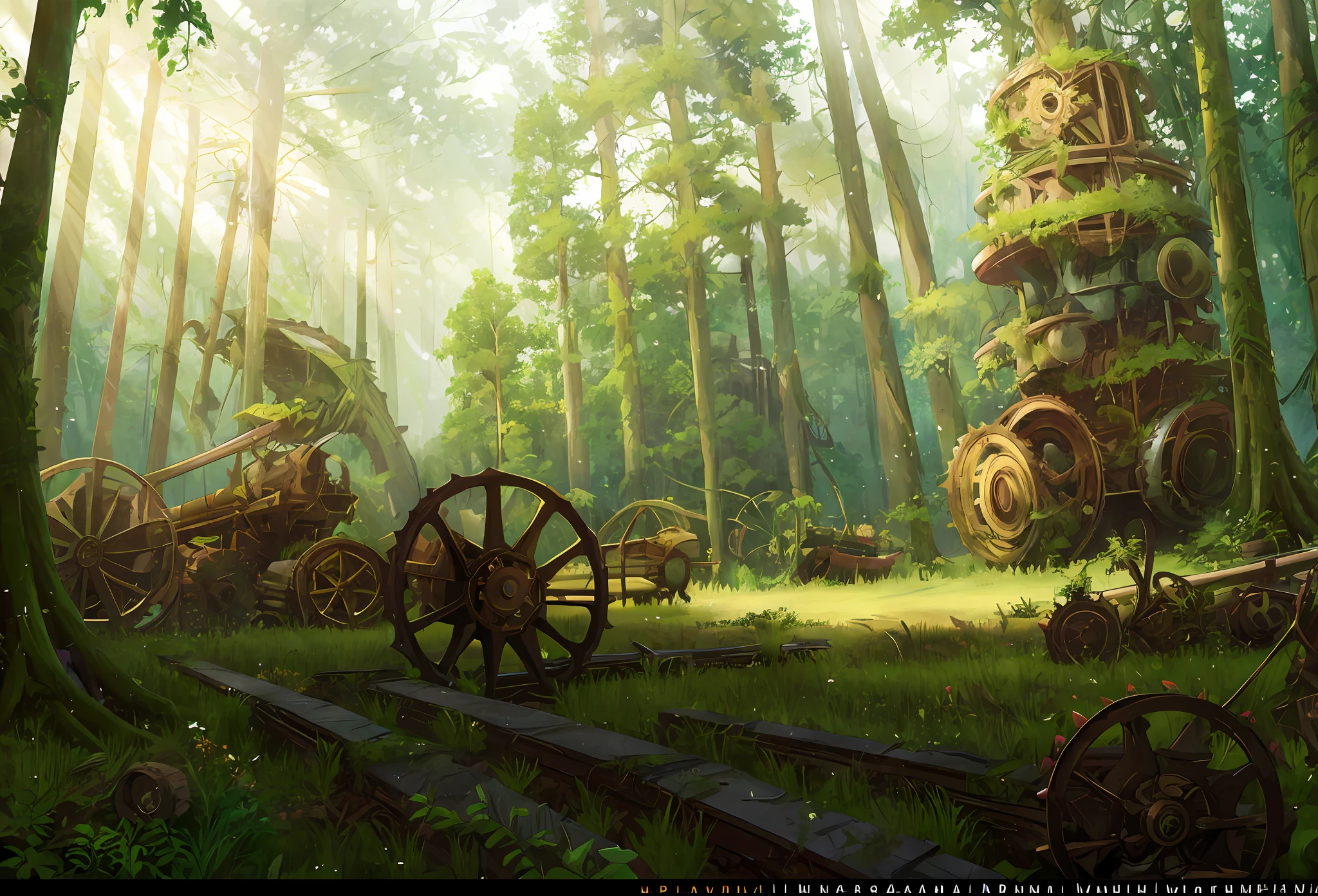 Vista, Machine Forest, Pictures of Forest with Machinery and Grass, Magnificent Ruins HD with Rich Detail, 8K, Parallel View, League of Legends, Overgrown Jungle Ruins, Ancient Overgrown Weeds! Ruins, jungle background with ruins