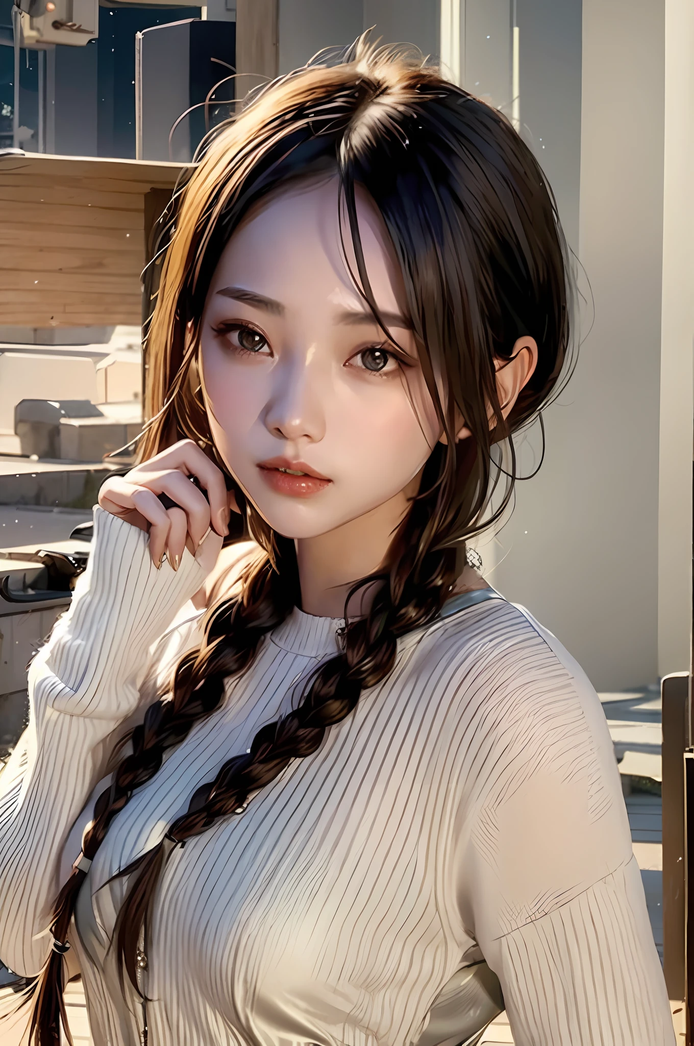 The clothing hairstyle is more neat and simple