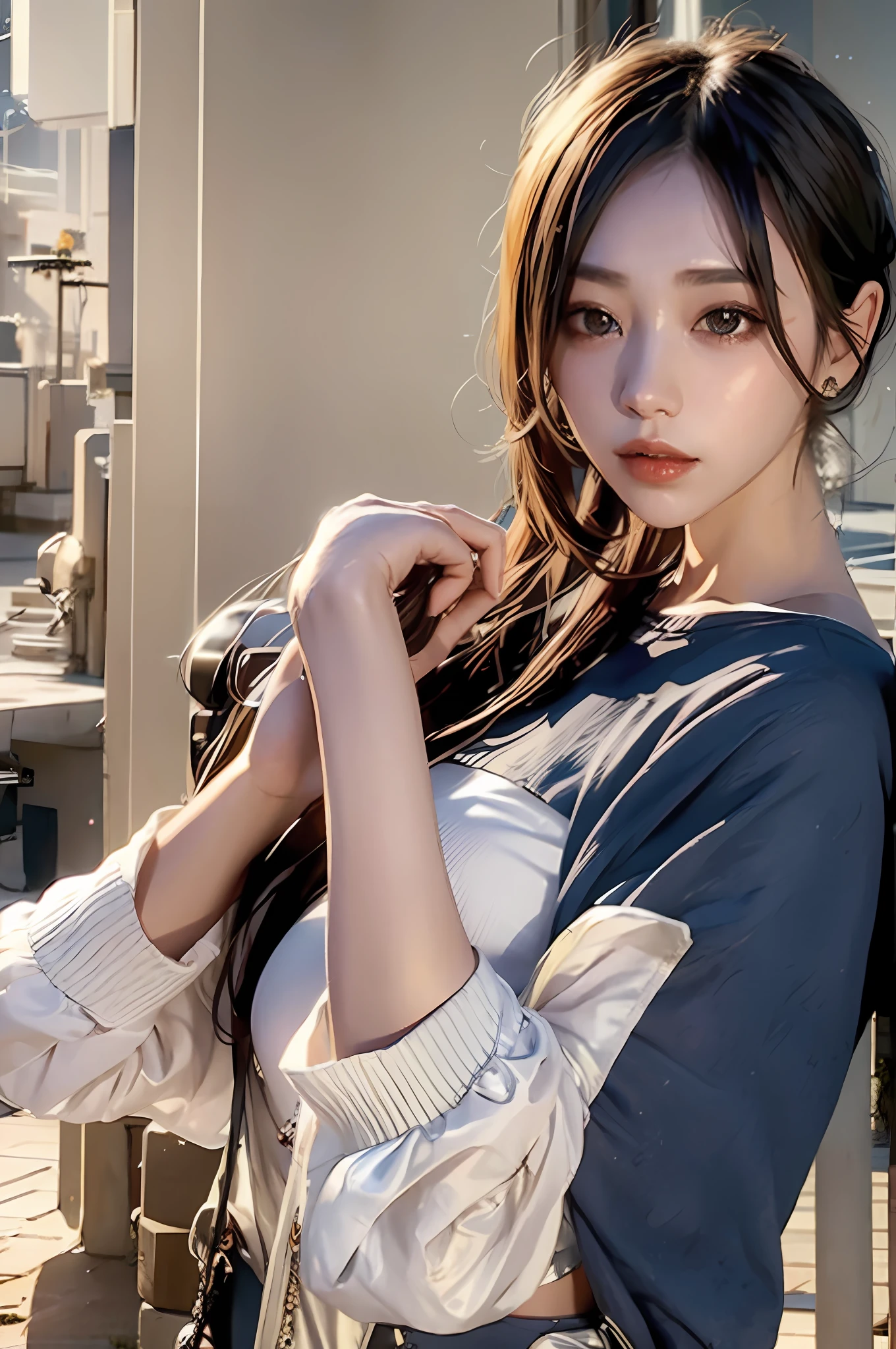 The clothing hairstyle is more neat and simple