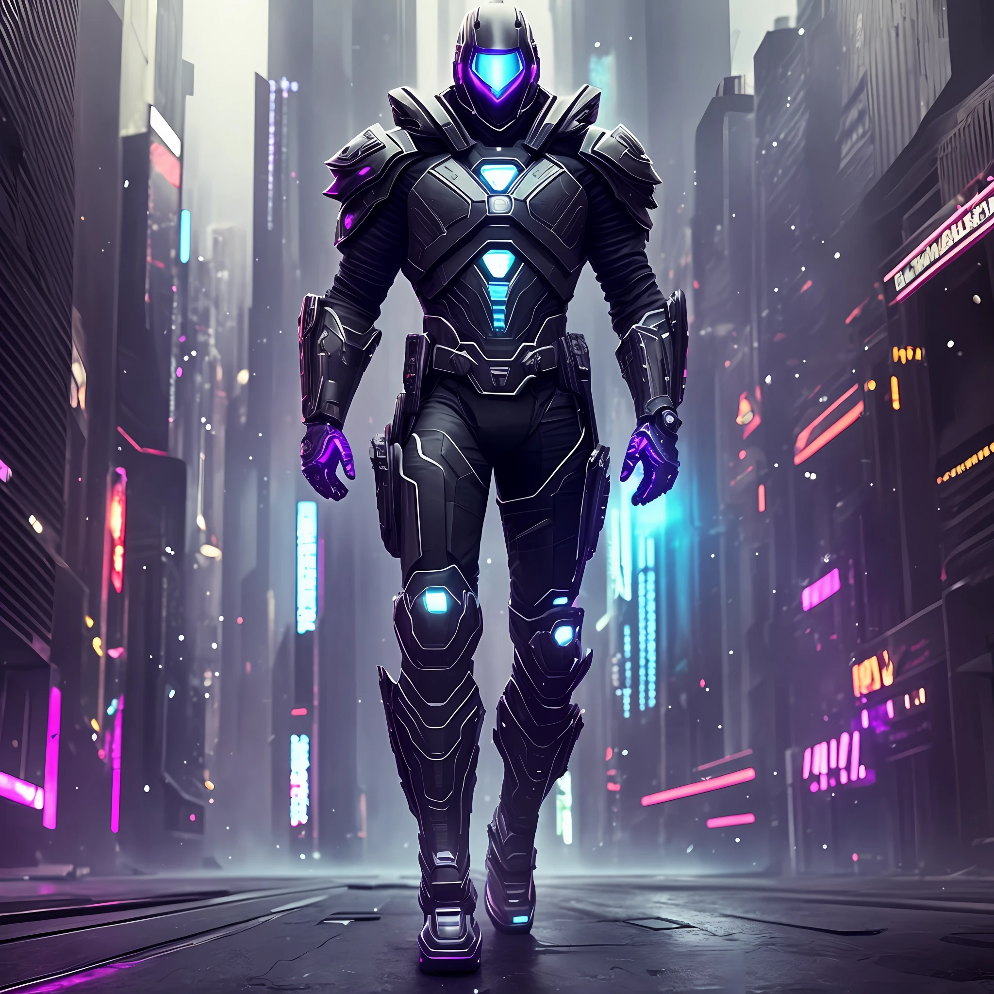 Full body, finely detailed cyberpunk armor made of black and purple titanium, power suit, high depth, torso, imposing, elegant, for men, modern minimalism, dreamy, badass, dystopia, divine, mysterious, mid-journey, cinematic lighting, 3d rendering, ,high depth,artstation,ideviantart,exteel,thin waist --auto --s2