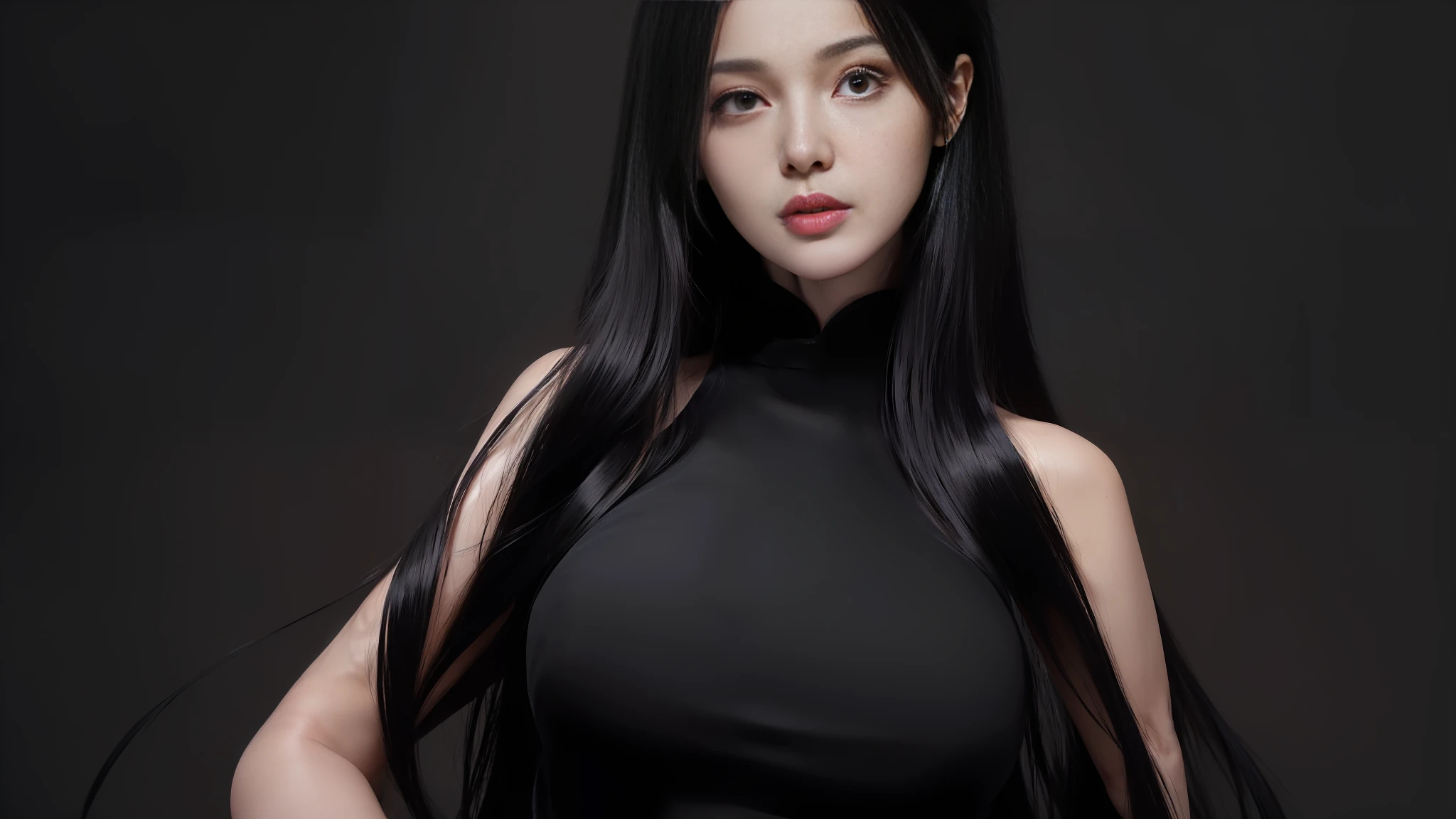 (((masterpiece+best quality+high resolution+ultra-detailed))), long silky black hair, high nose, sharp eyes, noble and inviolable temperament, (([female]: 1.2 + [beauty]: 1.2 + black long hair: 1.2)), dark and deep background, bright eyes, dynamic angle and posture.