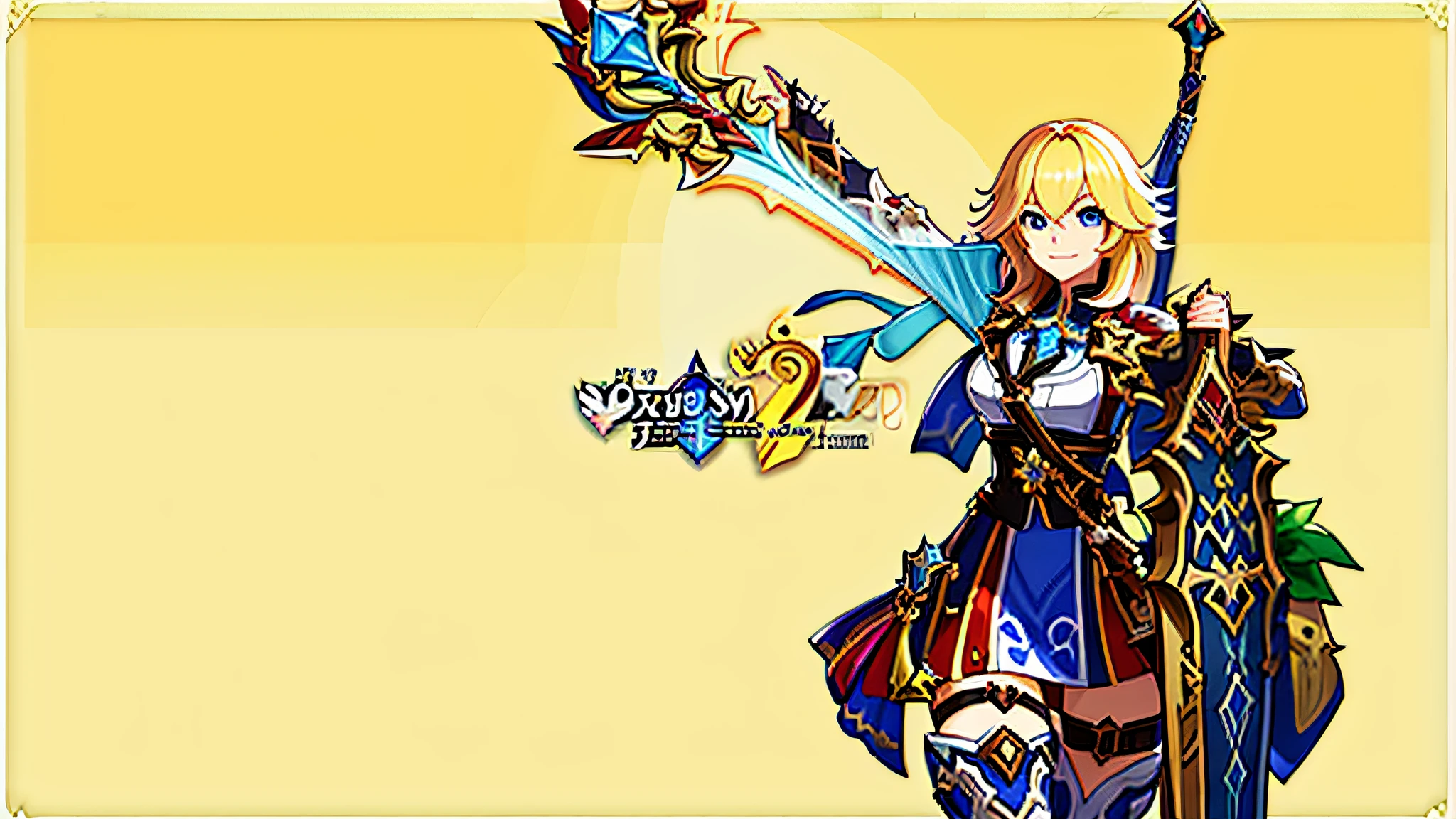 Picture of a woman with a sword in her hand, jrpg character art, maple story character art, korean mmo, korean mmorpg, jrpg characters, rpg game style, mmorpg, official art, official artwork, dark clouds 2 art style, amazing MMORPG, key art, action rpg video game, MMORPG fantasy, ragnarok online, official character art
