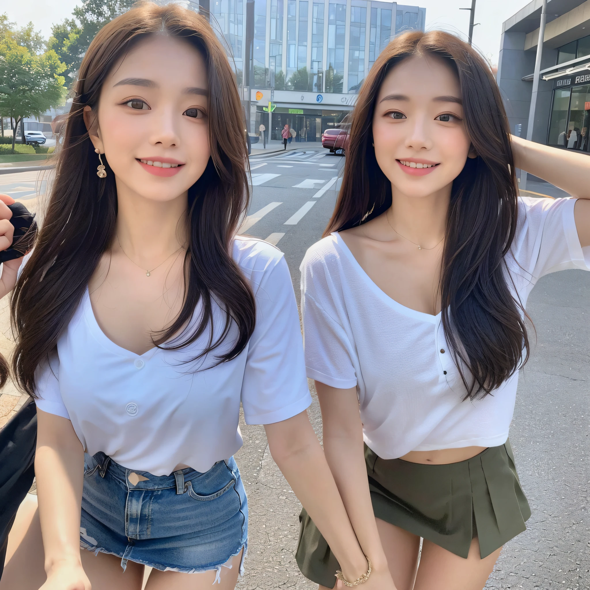 ((Best Quality, 8K, Masterpiece:1.3)), Focus: 1.2, Perfect Body Beauty: 1.4, Buttocks: 1.2, (Hmong Hair Accessories, Collarbone: 1.2)), (Short Skirt: 1.1) , (Rain, Street:1.3), Highly detailed face and skin texture, Detailed eyes, Double eyelids, Whitened skin, Long hair, smile, Long legs: 1.5, Full body: 1.5, Best proportions of four fingers and one thumb, Smiley face, Facial texture: 1.3, Sunshine, Summer, collarbone, beautiful eyes, real face, real skin, realistic face, realistic skin, detailed eyes, detailed facial features, detailed clothing features, detailed face, tight fit, summer cool clothing random, tight fit, summer fashion clothing random,