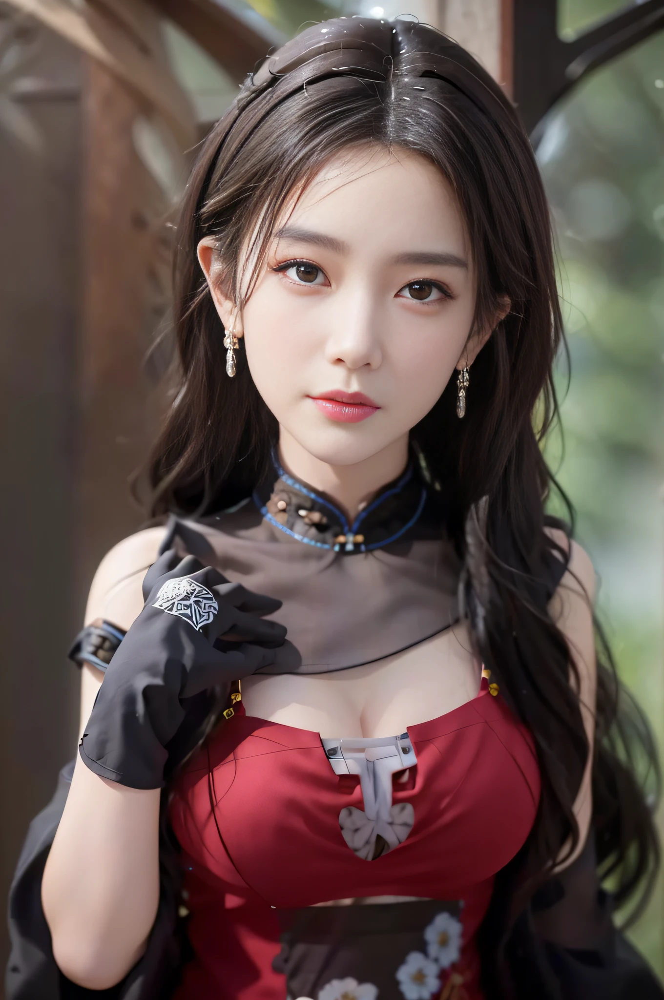 best quality, masterpiece, 1 girl, beautiful face, (photo photo:1.3), edge lighting, (high detail skin:1.2), 8k ultra hd, dslr camera, high quality, high resolution, 4k, 8k, bokeh, absurd, best ratio four fingers and one thumb, (realistic:1.3), cute 1girl, wearing chinese cheongsam, medium breasts,
