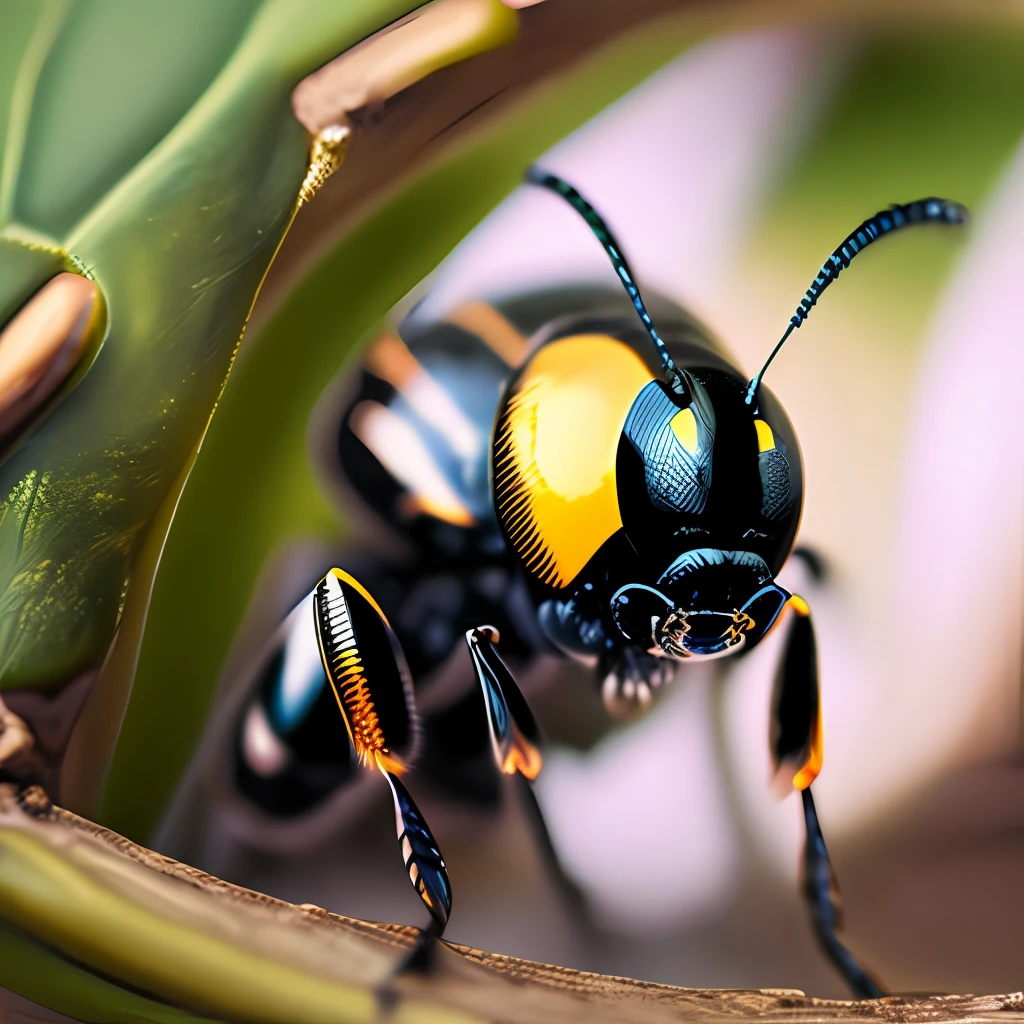 natural realistic wasp with lightning --auto --s2