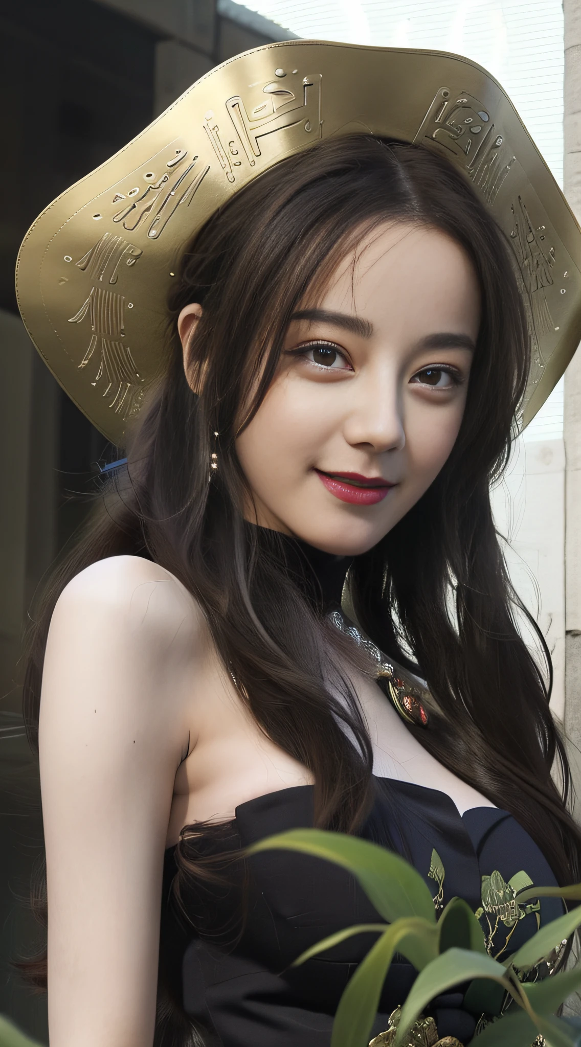 Best quality, masterpiece, realistic photo, intricate detail, original photo, dressed in hanfu, photon rendering, octane rendering, absurd, super detailed, detailed face, detailed skin, trends on artstation, 8k masterpiece, cinematic lighting, ((1girl)), ((solo)), ((looking_at_viewer)), CG society, plasticien, ((black long hair)), (( beautiful woman)), (Smile), (Egyptian pyramid), ((sexy), wind blowing hair, ((flowing hair), happy, fashion magazine,
