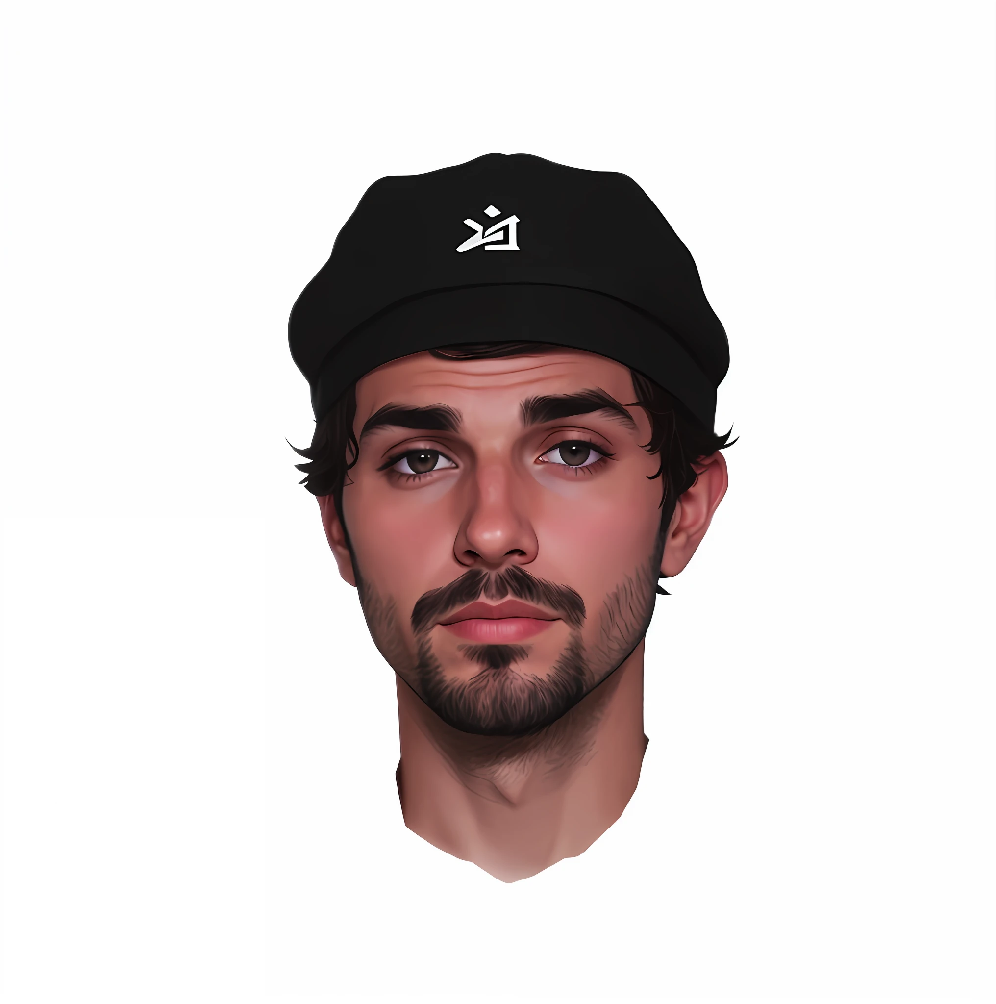 a close up of a man wearing a hat and a black shirt, h3h3, album art, symmetrical face orelsan, simon stalberg, ( ( dithered ) ), headshot profile picture, lofi portrait, ethan klein, halfbody headshot, samdoesart, fvckrender, nft portrait, vinny vinesauce