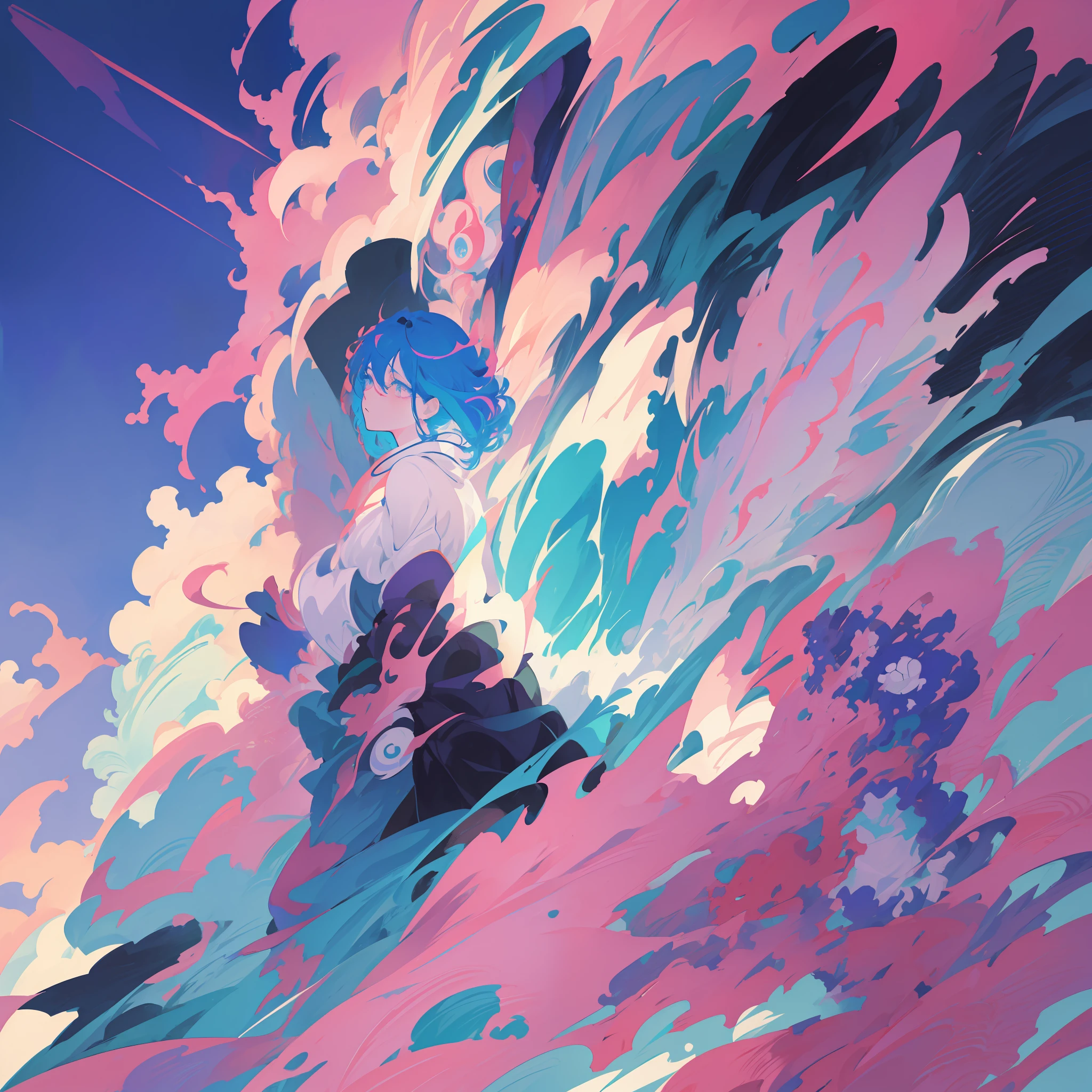 cleanup animation, (high quality anime girl art painting by Tomer Hanuka, Hirohiko Araki, Studio Ghibli), realistic anime eyes, hyperrealistic details using gradient cel shading, traditional animation, high saturation in art, amazing clean line art and coloring