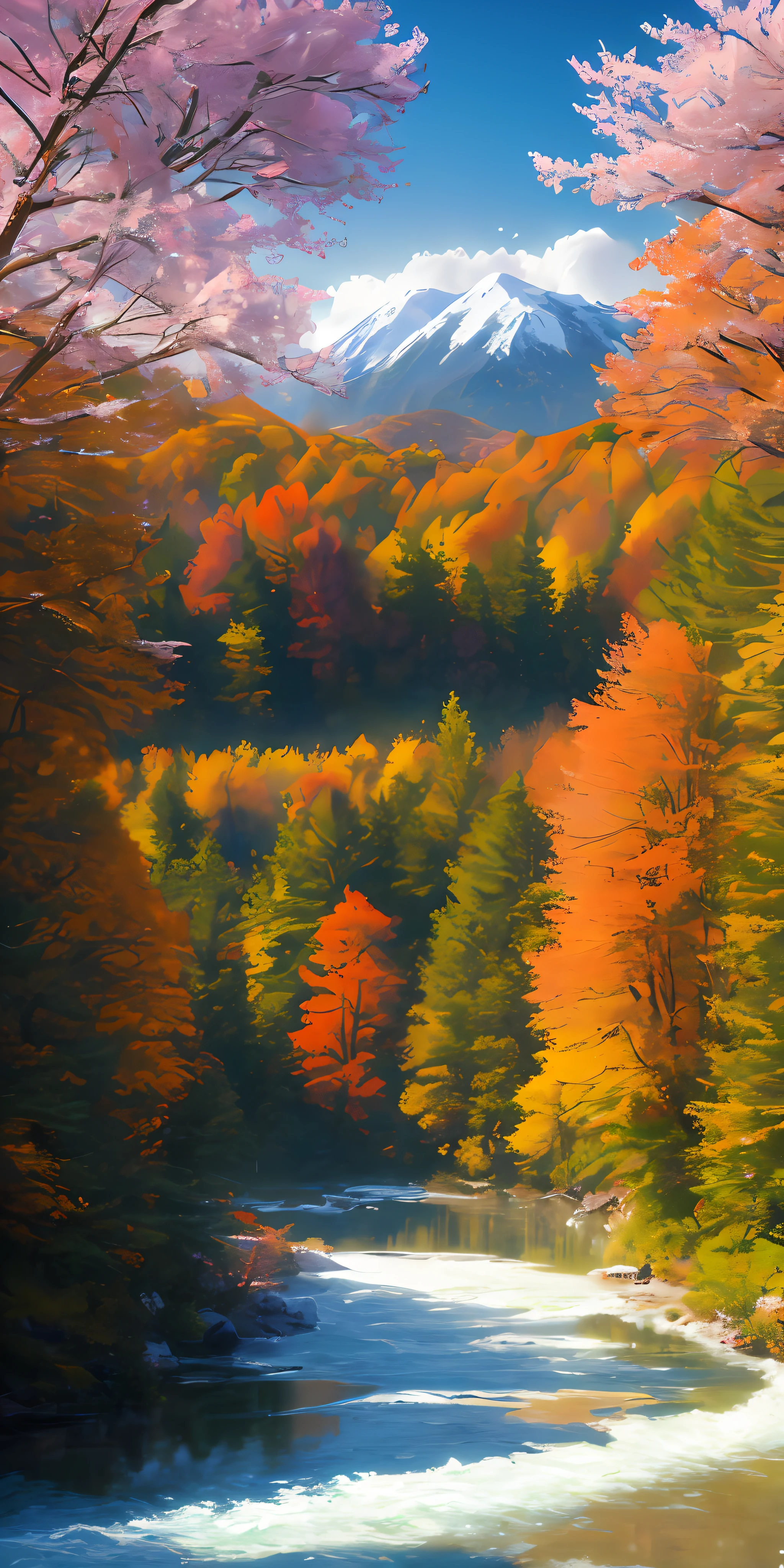 Masterpiece, Best Quality, High Quality, Extremely Detailed CG Unity 8k Wallpaper, Scenic, Oil Painting, Award Winning Photography, Bokeh, Depth of Field, HDR, Glow, Chromatic Aberration, Photorealistic, Extremely Detailed, Art Station Trending, CGSociety Trending, Intricate , highly dramatic, midway art and masterpiece, best quality, highest quality, extremely detailed CG Unity 8k wallpapers. A lush summer landscape of rolling green hills stretching to the horizon, dotted with wildflowers in shades of pink, yellow and purple, flooded with light. This is a masterpiece, best quality, highest quality, extremely detailed CG unity 8k wallpaper peaceful autumn landscape surrounded by golden yellow, fiery red and burnt orange trees. The fresh air smells sweet of fallen leaves and wood smoke. The ground is covered with a warm layer of leaves that rustle under your feet. A misty mountain rises in the distance, surrounded by light And a masterpiece in the best quality and extremely detailed CG unity 8k wallpaper A breathtaking winter landscape covered in snowy capes, creating a A world of shimmering whites and cool blue shades. The tall evergreens are tall and proud, their branches covered with snow and light. This is a masterpiece with the best quality, great quality and extremely detailed CG unity 8k wallpaper vivid spring landscape full of new life and colors. The hills are carpeted in green with delicate wildflowers in shades of pink, purple and yellow, with plenty of lighting