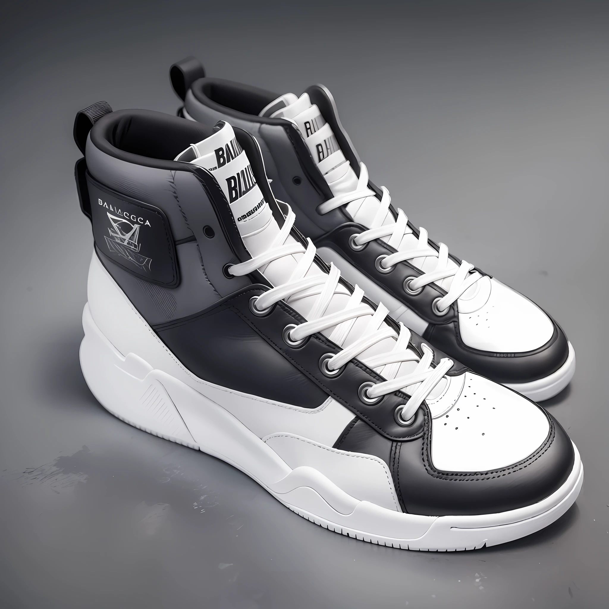 Basketball sneaker court shoes realistc. materials leather. colors dark gray sneakers on a creme surface, sneakers, retro design balenciaga brutal design outsole bicolor sneakers, vintage 80s 90s, 2000, Landon fashion sneaker, 4k. --auto --s2