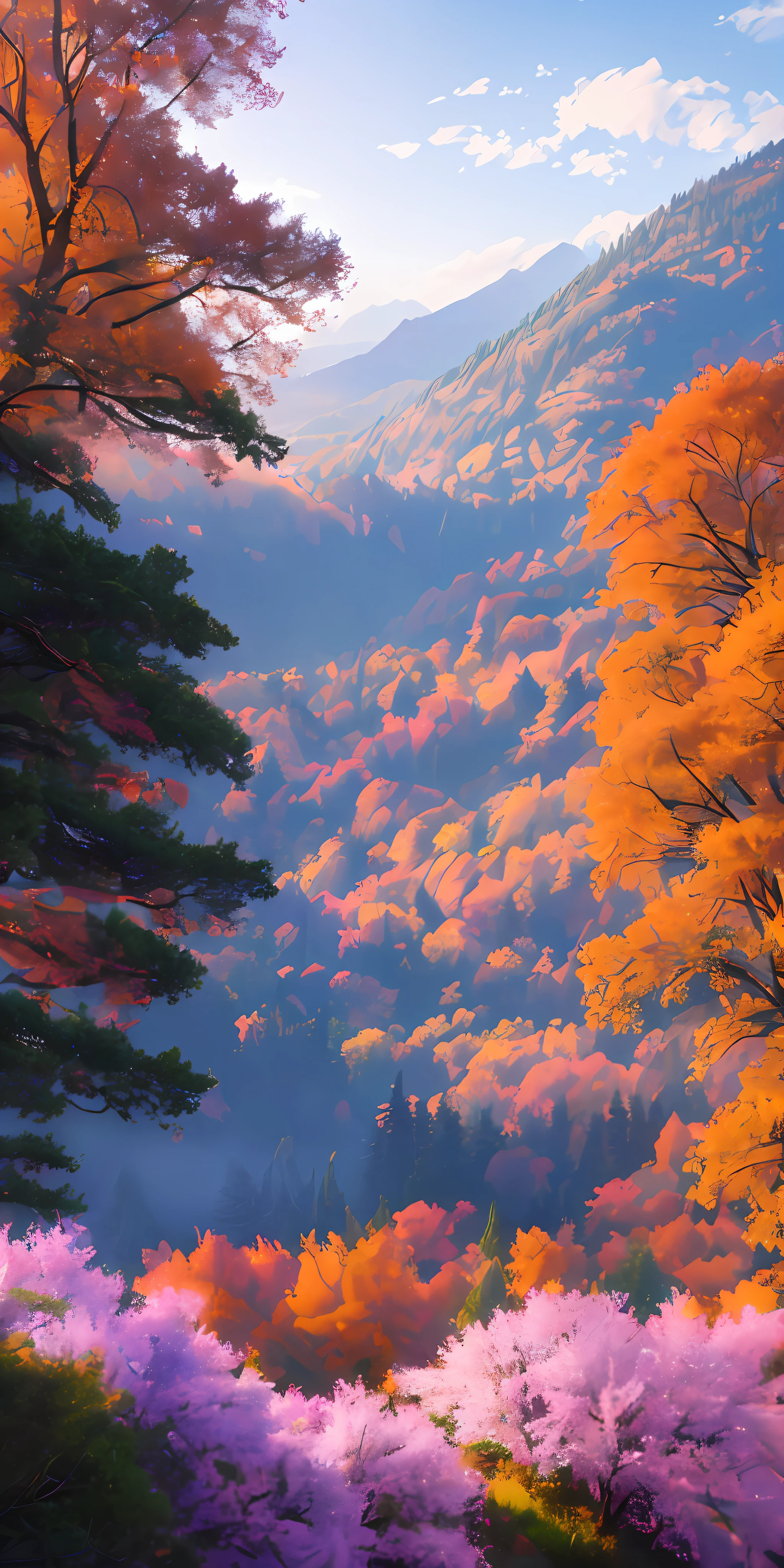 Masterpiece, Best Quality, High Quality, Extremely Detailed CG Unity 8k Wallpaper, Scenic, Oil Painting, Award Winning Photography, Bokeh, Depth of Field, HDR, Glow, Chromatic Aberration, Photorealistic, Extremely Detailed, Art Station Trending, CGSociety Trending, Intricate , highly dramatic, midway art and masterpiece, best quality, highest quality, extremely detailed CG Unity 8k wallpapers. A lush summer landscape of rolling green hills stretching to the horizon, dotted with wildflowers in shades of pink, yellow and purple, flooded with light. This is a masterpiece, best quality, highest quality, extremely detailed CG unity 8k wallpaper peaceful autumn landscape surrounded by golden yellow, fiery red and burnt orange trees. The fresh air smells sweet of fallen leaves and wood smoke. The ground is covered with a warm layer of leaves that rustle under your feet. A misty mountain rises in the distance, surrounded by light And a masterpiece in the best quality and extremely detailed CG unity 8k wallpaper A breathtaking winter landscape covered in snowy capes, creating a A world of shimmering whites and cool blue shades. The tall evergreens are tall and proud, their branches covered with snow and light. This is a masterpiece with the best quality, great quality and extremely detailed CG unity 8k wallpaper vivid spring landscape full of new life and colors. The hills are carpeted in green with delicate wildflowers in shades of pink, purple and yellow, with plenty of lighting