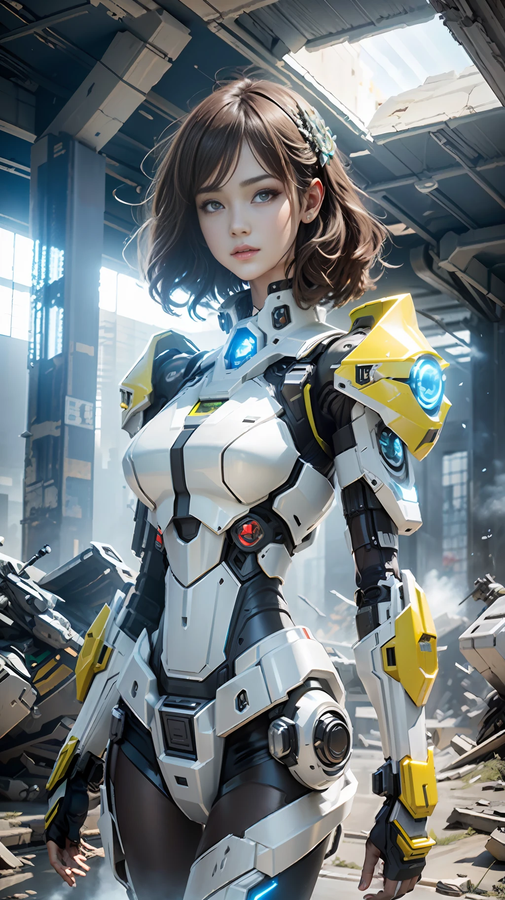 ((Best quality)), ((masterpiece)), (highly detailed:1.3), 3D,Shitu-mecha, beautiful cyberpunk women with her mecha in the ruins of city from a forgoten war, ancient technology,HDR (High Dynamic Range),Ray Tracing,NVIDIA RTX,Super-Resolution,Unreal 5,Subsurface scattering,PBR Texturing,Post-processing,Anisotropic Filtering,Depth-of-field,Maximum clarity and sharpness,Multi-layered textures,Albedo and Specular maps,Surface shading,Accurate simulation of light-material interaction,Perfect proportions,Octane Render,Two-tone lighting,Low ISO,White balance,Rule of thirds,Wide aperature,8K RAW,Efficient Sub-Pixel,sub-pixel convolution,luminescent particles,light scattering,Tyndall effect