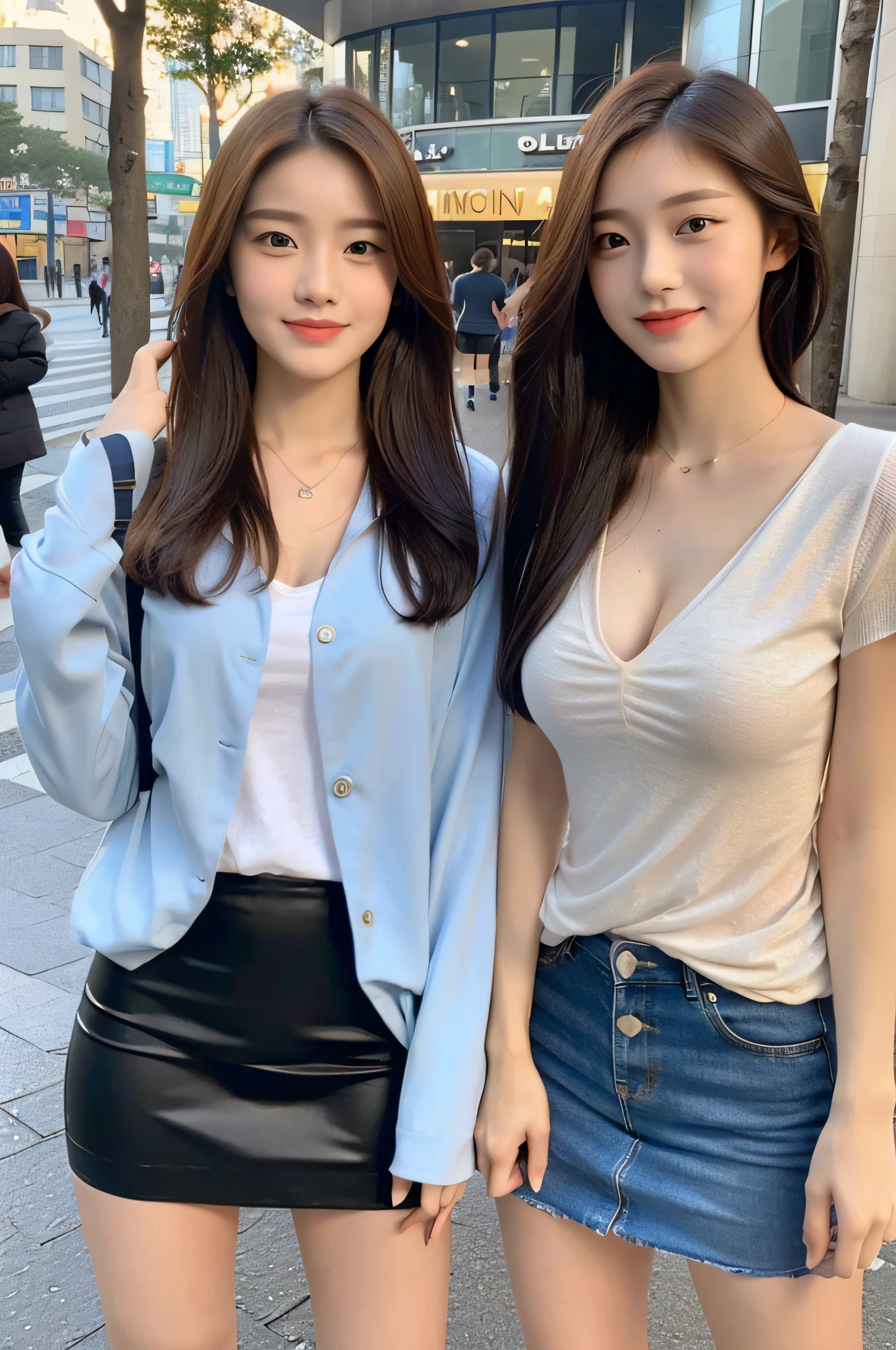 ((Best Quality, 8K, Masterpiece:1.3)), Focus: 1.2, Perfect Body Beauty: 1.4, Buttocks: 1.2, ((Hairstyle Random, Collarbone: 1.2)), (Short Skirt: 1.1) , (Rain, Street:1.3), Highly detailed face and skin texture, Fine eyes, Double eyelids, Whitened skin, Long hair, smile, Long legs: 1.5, Full body: 1.5, Best proportions of four fingers and one thumb, Smiley face, Face texture: 1.3, Sunshine, Summer, collarbone, beautiful eyes, real face, real skin, realistic face, realistic skin, detailed eyes, detailed facial features, detailed clothing features, detailed face, tight, tight fit, college wear: 1.4, background mall: 1.5