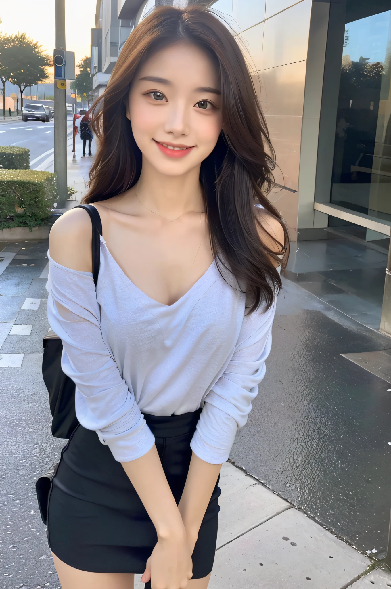 ((Best Quality, 8K, Masterpiece:1.3)), Focus: 1.2, Perfect Body Beauty: 1.4, Buttocks: 1.2, ((Hairstyle Random, Collarbone: 1.2)), (Short Skirt: 1.1) , (Rain, Street:1.3), Highly detailed face and skin texture, Fine eyes, Double eyelids, Whitened skin, Long hair, smile, Long legs: 1.5, Full body: 1.5, Best proportions of four fingers and one thumb, Smiley face, Face texture: 1.3, Sunshine, Summer, collarbone, beautiful eyes, real face, real skin, realistic face, realistic skin, detailed eyes, detailed facial features, detailed clothing features, detailed face, tight fit, tight fit, pure girl outfit: 1.4, background exaggerated random: 1.5