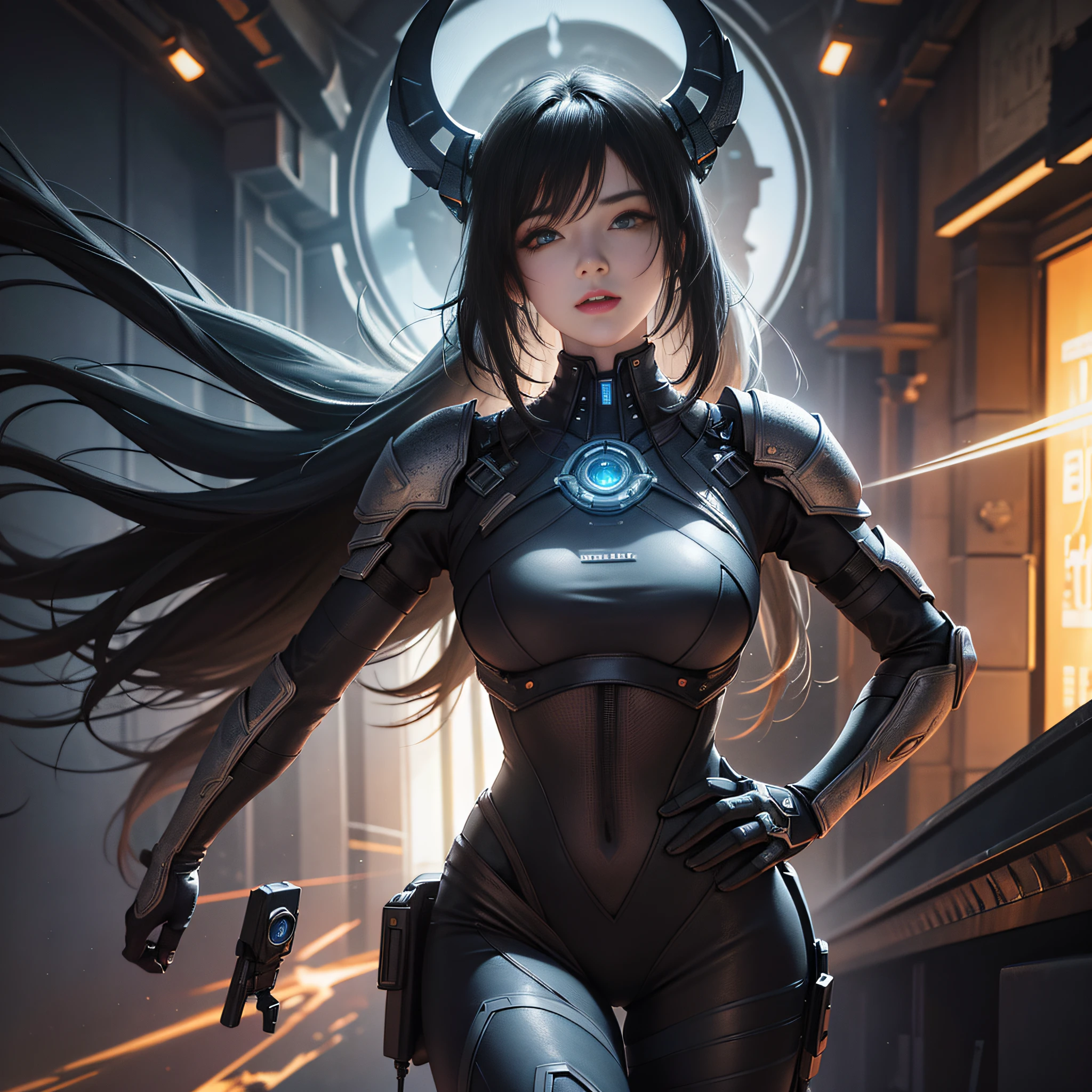 ((Best quality)), ((masterpiece)), (detailed:1.4), 3D, an image of a beautiful cyberpunk female,HDR (High Dynamic Range),Ray Tracing,NVIDIA RTX,Super-Resolution,Unreal 5,Subsurface scattering,PBR Texturing,Post-processing,Anisotropic Filtering,Depth-of-field,Maximum clarity and sharpness,Multi-layered textures,Albedo and Specular maps,Surface shading,Accurate simulation of light-material interaction,Perfect proportions,Octane Render,Two-tone lighting,Wide aperture,Low ISO,White balance,Rule of thirds,8K RAW,