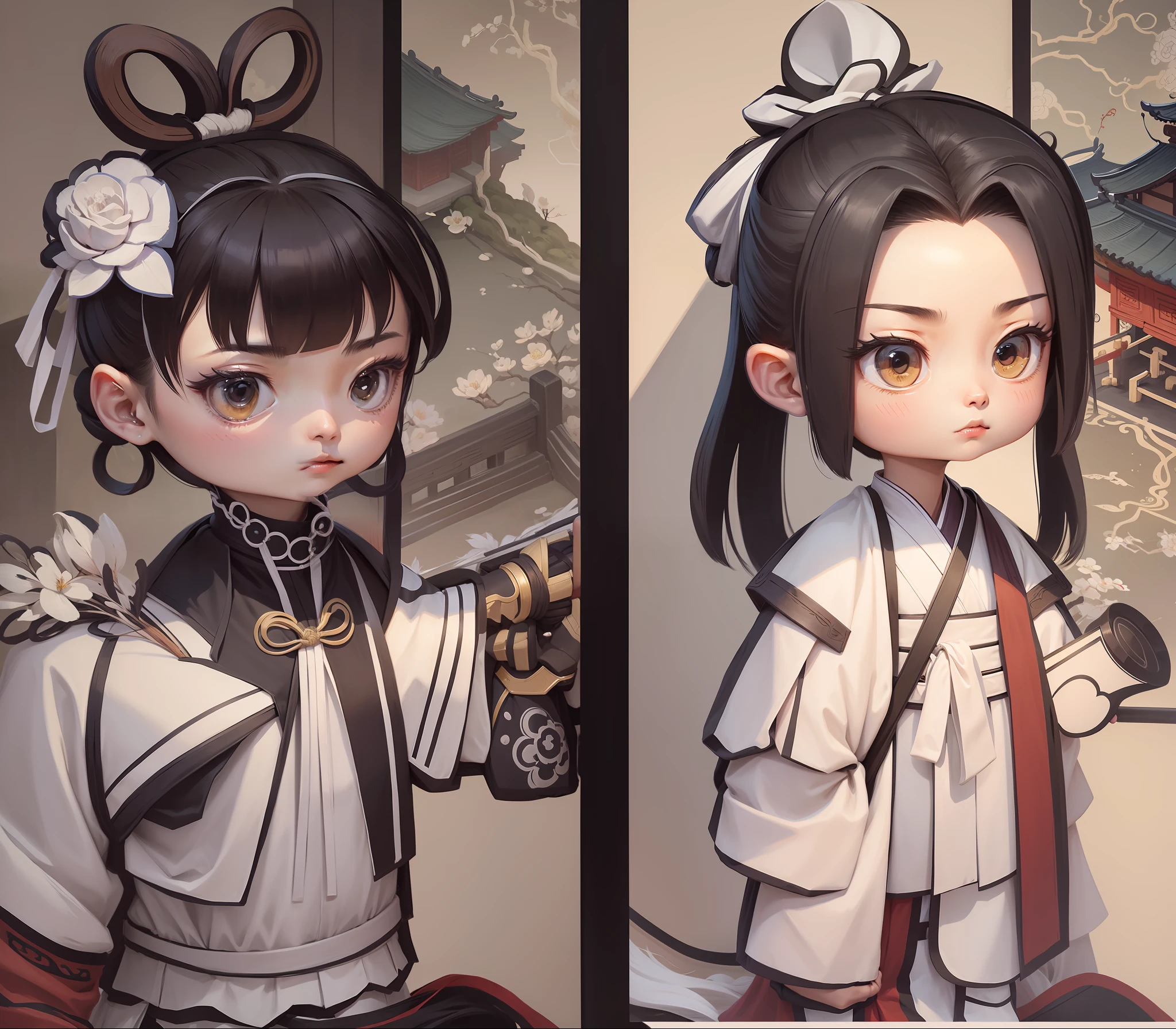 2D character, ancient Chinese, swordsman wearing white Chinese Hanfu with a sword and a high ponytail on his back --auto --s2