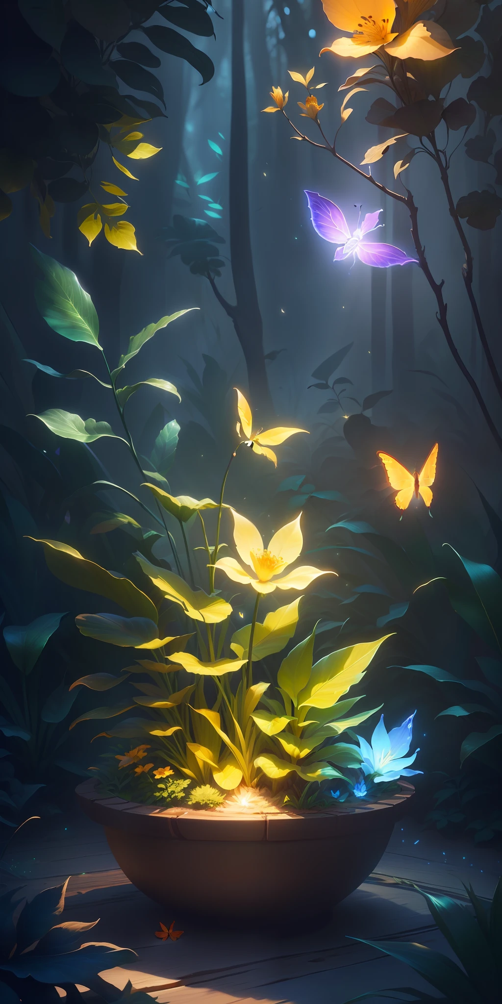 Masterpiece, best quality, (very detailed CG unity 8k wallpaper), (best quality), (best illustrations), (best shadows), flower basket, spring season, flowers, (natural elements), (jungle theme), (leaves) , (Firefly), Butterfly, (Delicate Leaf), (Glow), (Particle Effect). , isometric 3D, Octane rendering, ray tracing, super detailed, bright sunlight, game art, 8k, beautiful lighting, super detailed, volumetric lighting, fantasy prairie, game assets, warcraft, rayman
