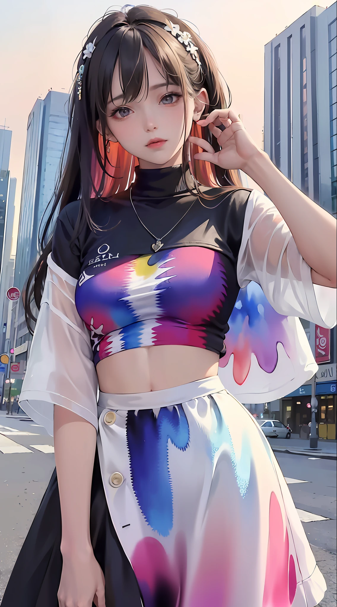 (masterpiece, top quality, best quality, official art, beautiful and aesthetic:1.2), (1girl:1.3), extreme detailed,colorful,highest detailed,(watercolour painting:1.3), optical mixing, playful patterns, lively texture, rich colors, unique visual effect