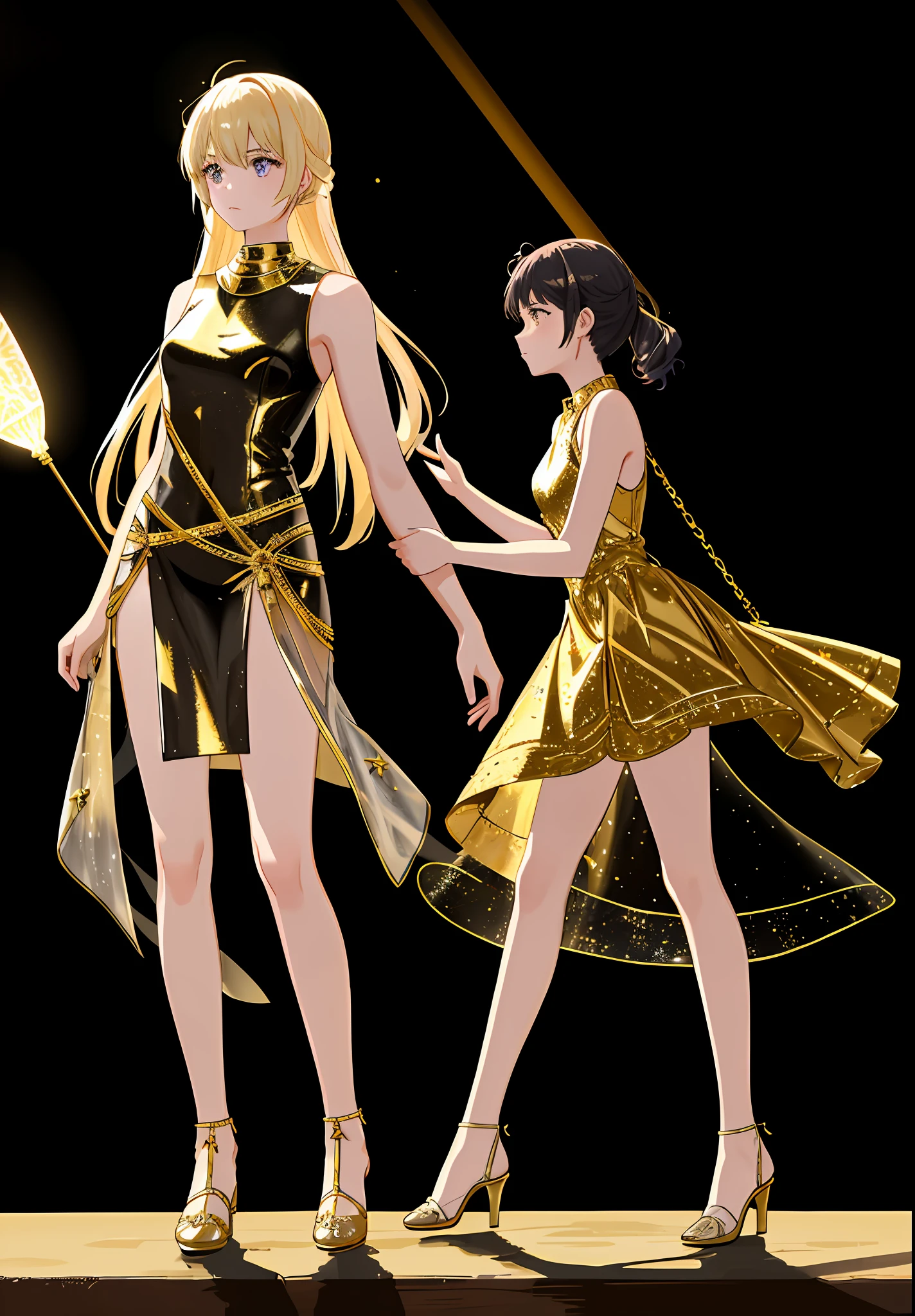 Gold pattern on clothes, shiny light bar on clothes, bare arms, bare palms, sleeveless shirt, full body, 1 beautiful girl with high condensation, wearing space opera-style costumes, delicate skin, simple evening dress with a sense of sci-fi, white plastic, diffuse lighting, holy goddess, fantasy, no helmet, absurdity, dunes, quality, (masterpiece: 1.4), super detailed, 1 girl, Stand Up, 2023 fashion,