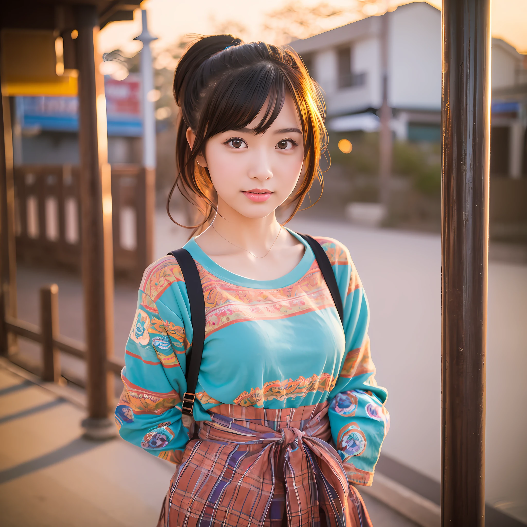 pretty asian girl wearing casual wear ,photography, photo taken with canon 5d, with sunset, traditional photography, photography hight quality, professional photography, colorful photo, casual photography, photography, dslr 5 0 mm portrait photo, 38mm photography, photography, photography ), portrait --auto --s2