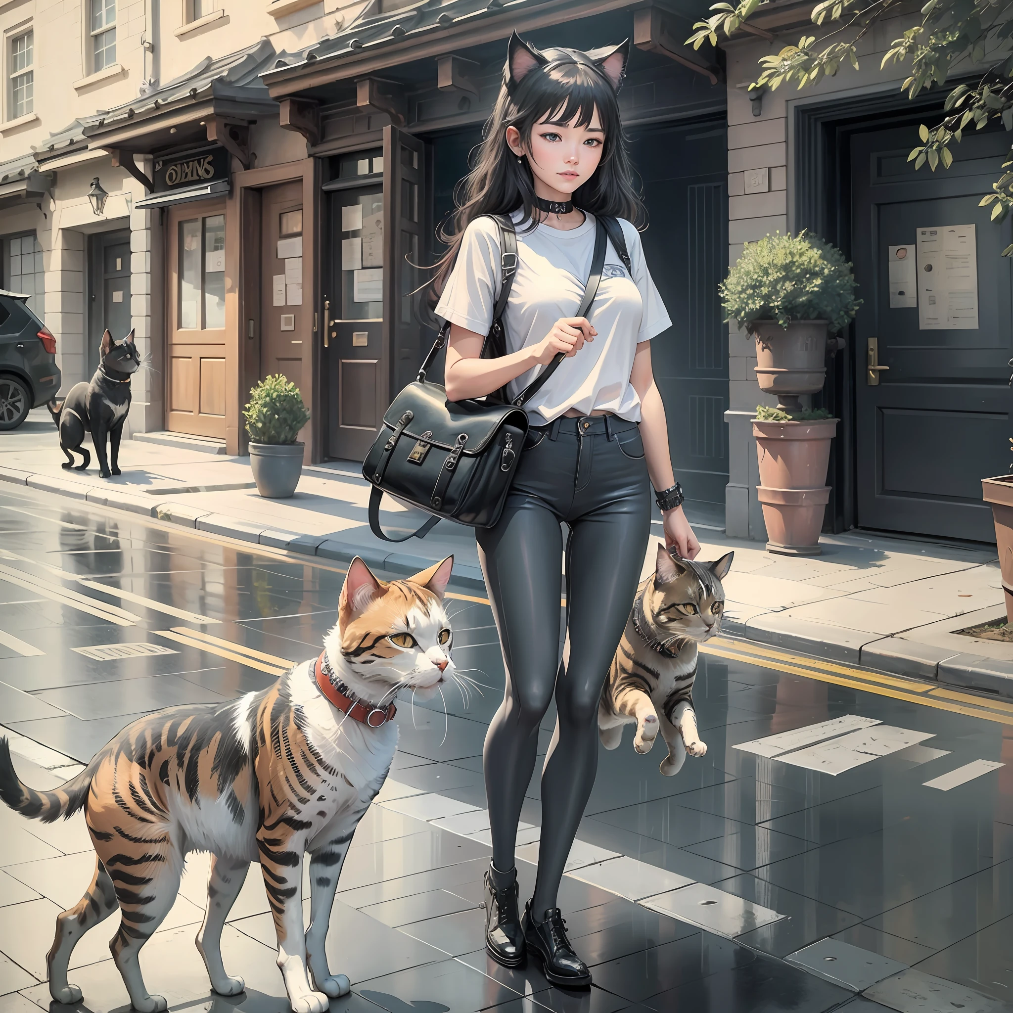 A masterpiece of cats and dogs traveling together