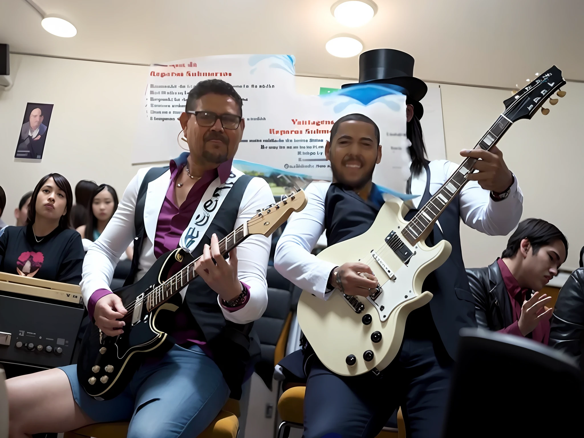 Playing guitar with the slash with top hat